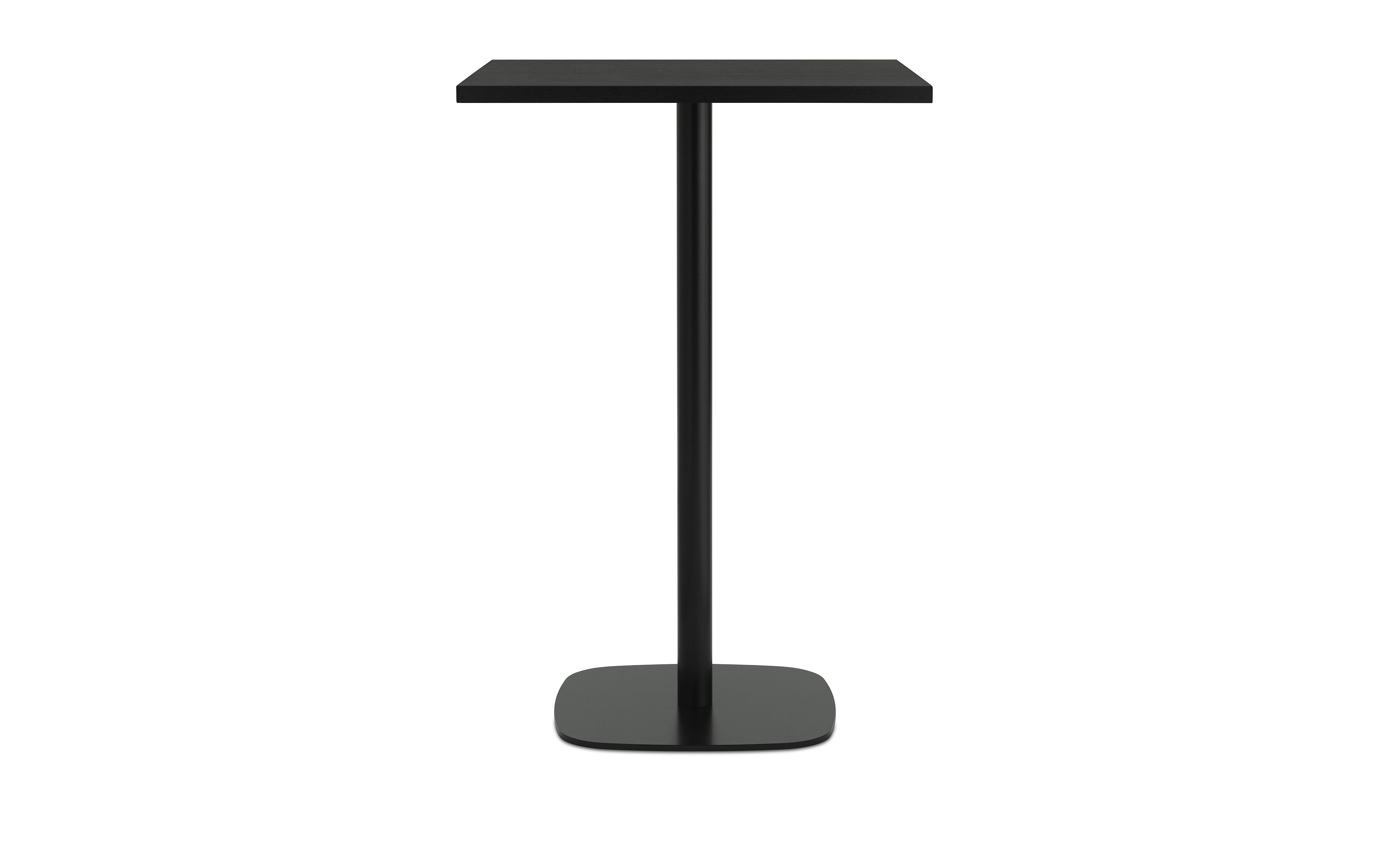 Ein quadratischer Café -Tisch bildet Holzoberteil mit einer schwarzen Basis