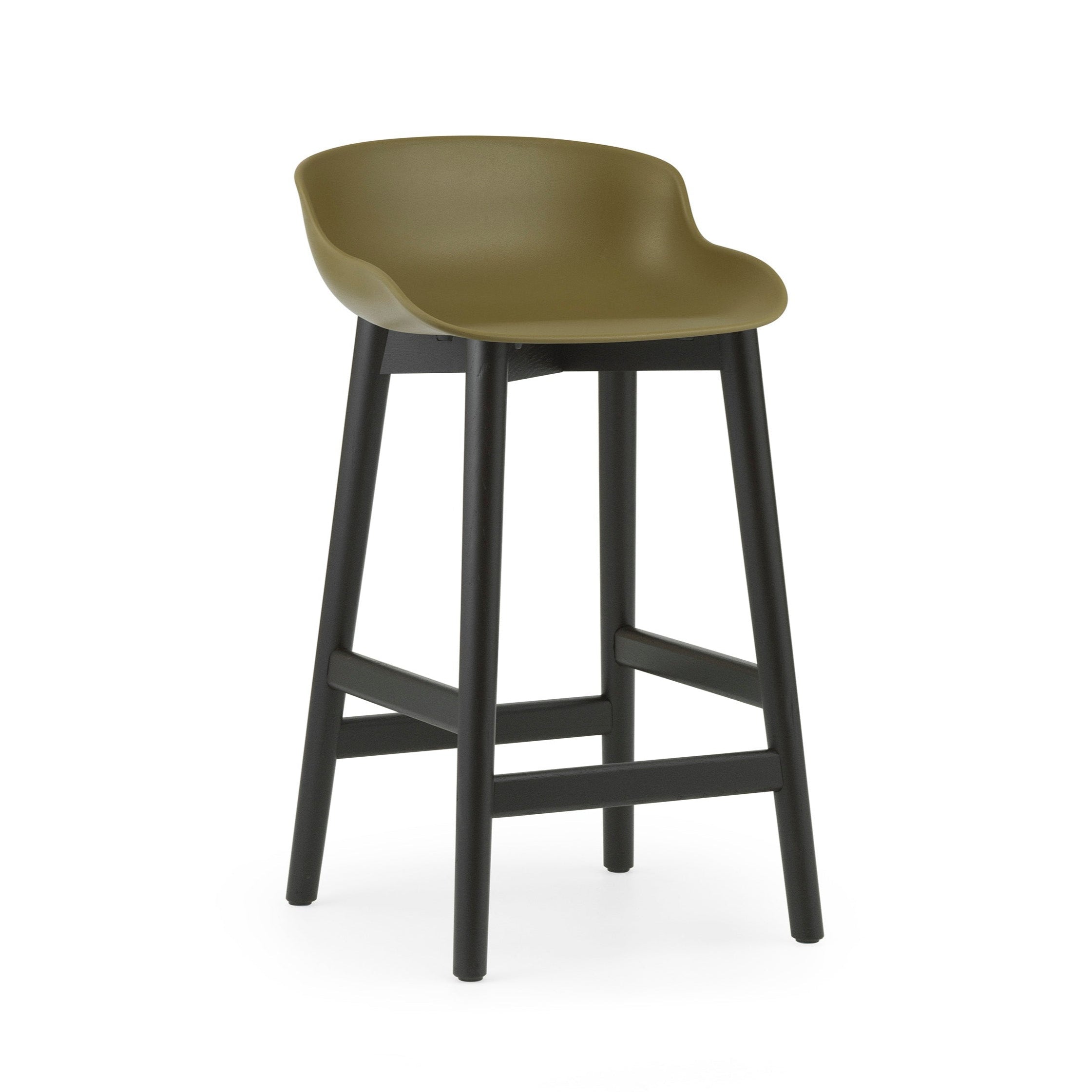 Hyg Olive Bar Stuhl mit schwarzer Eichenbasis