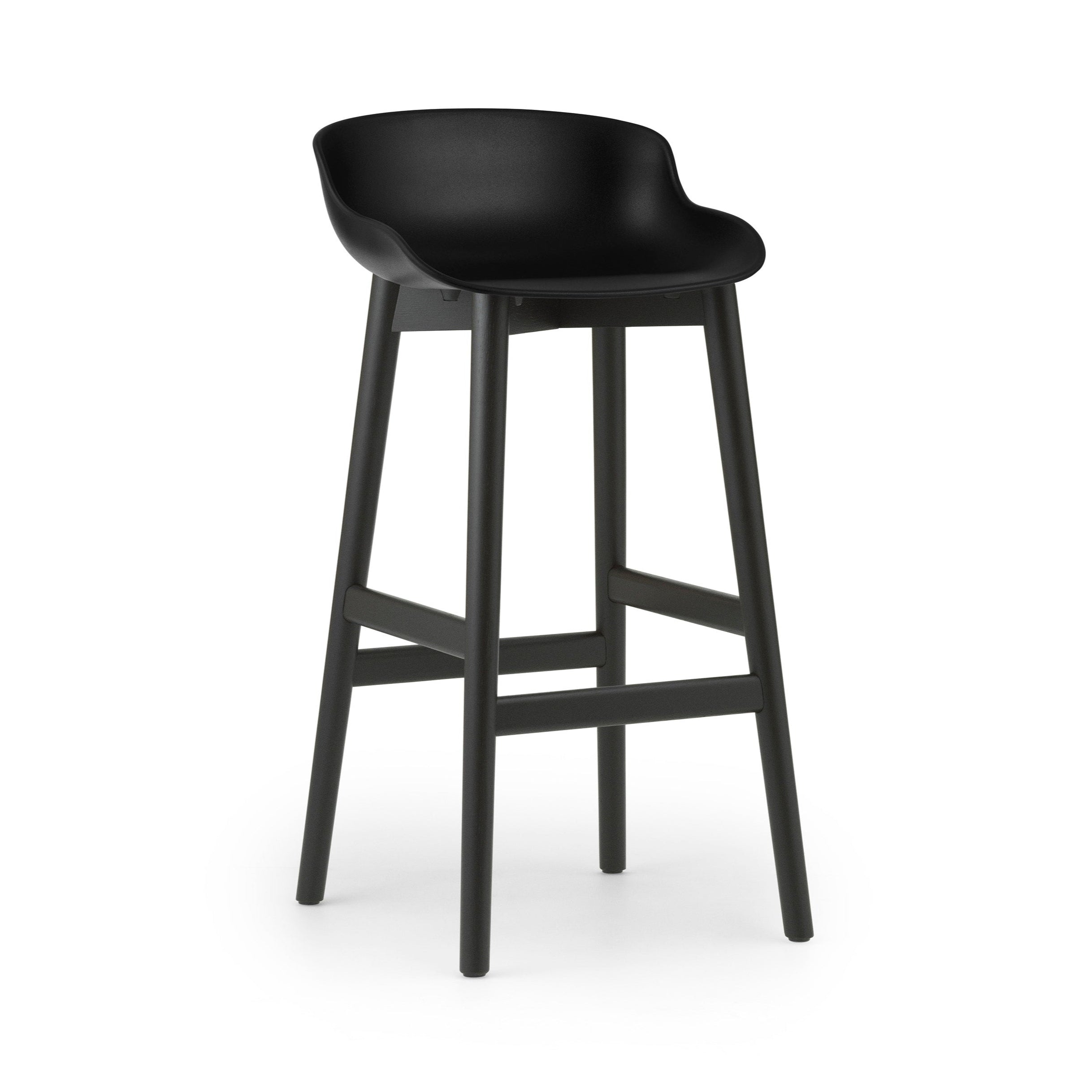 Hyg Black Bar Stuhl mit einer schwarzen Eichenbasis