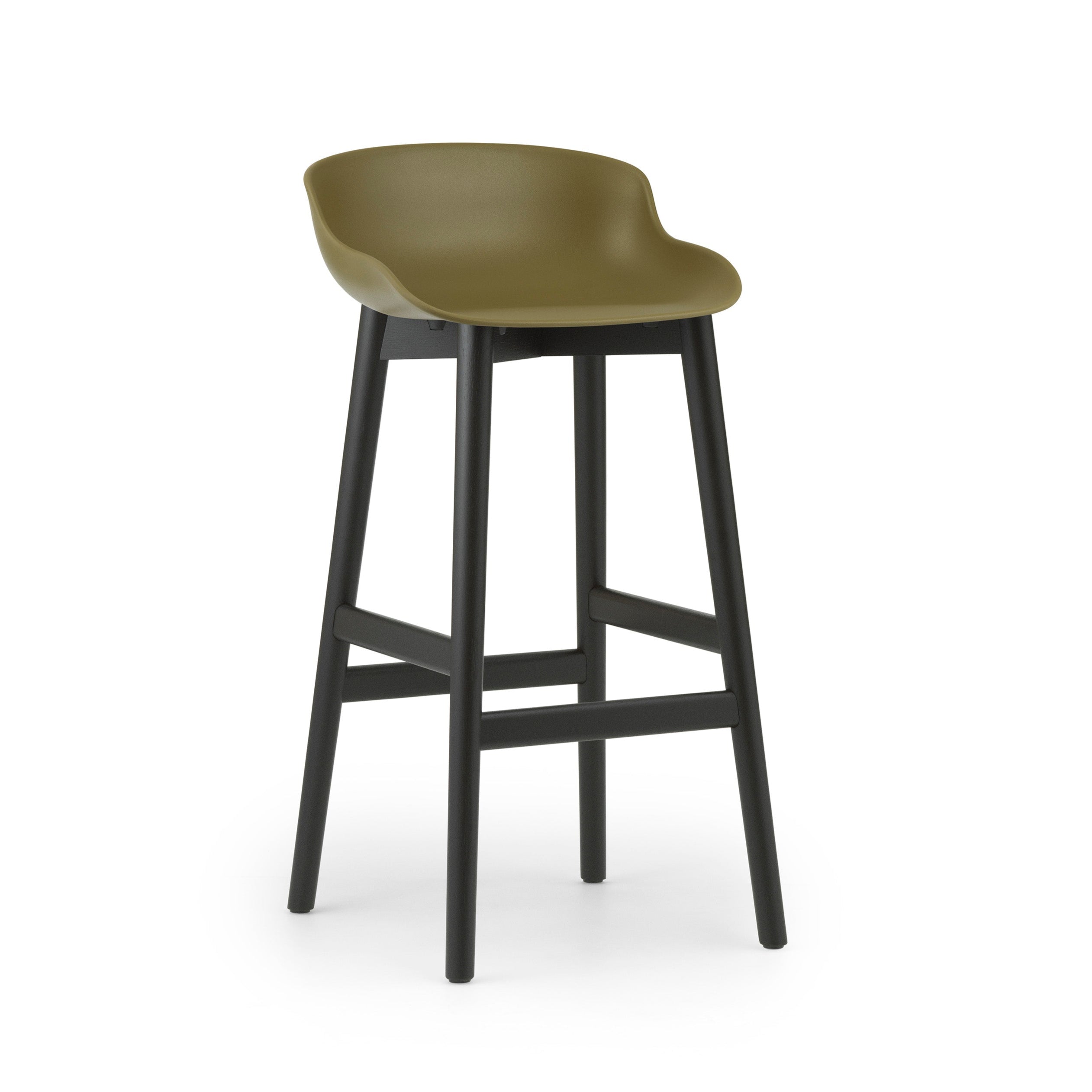 Hyg Olive Bar Stuhl mit schwarzer Eichenbasis