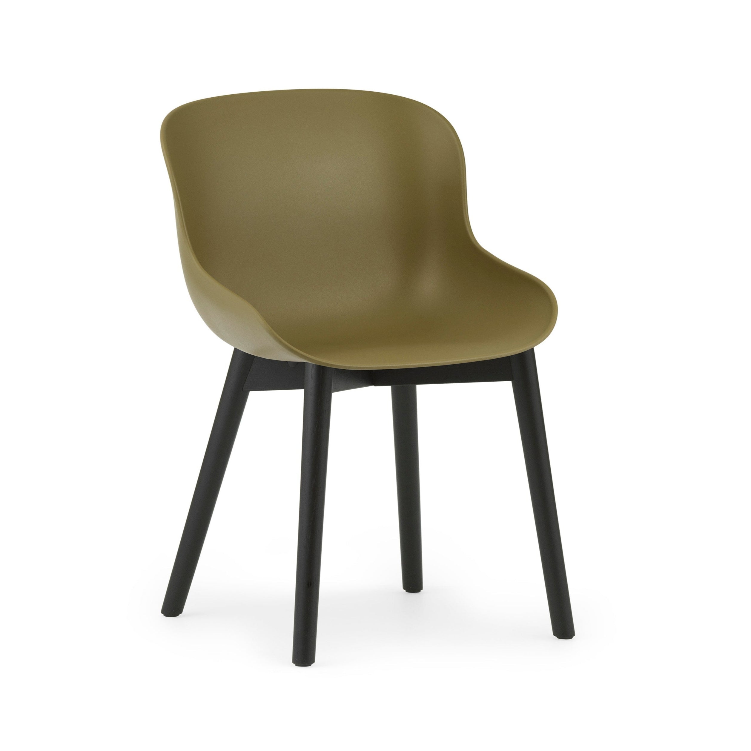 Hyg olive chair with a black oak base