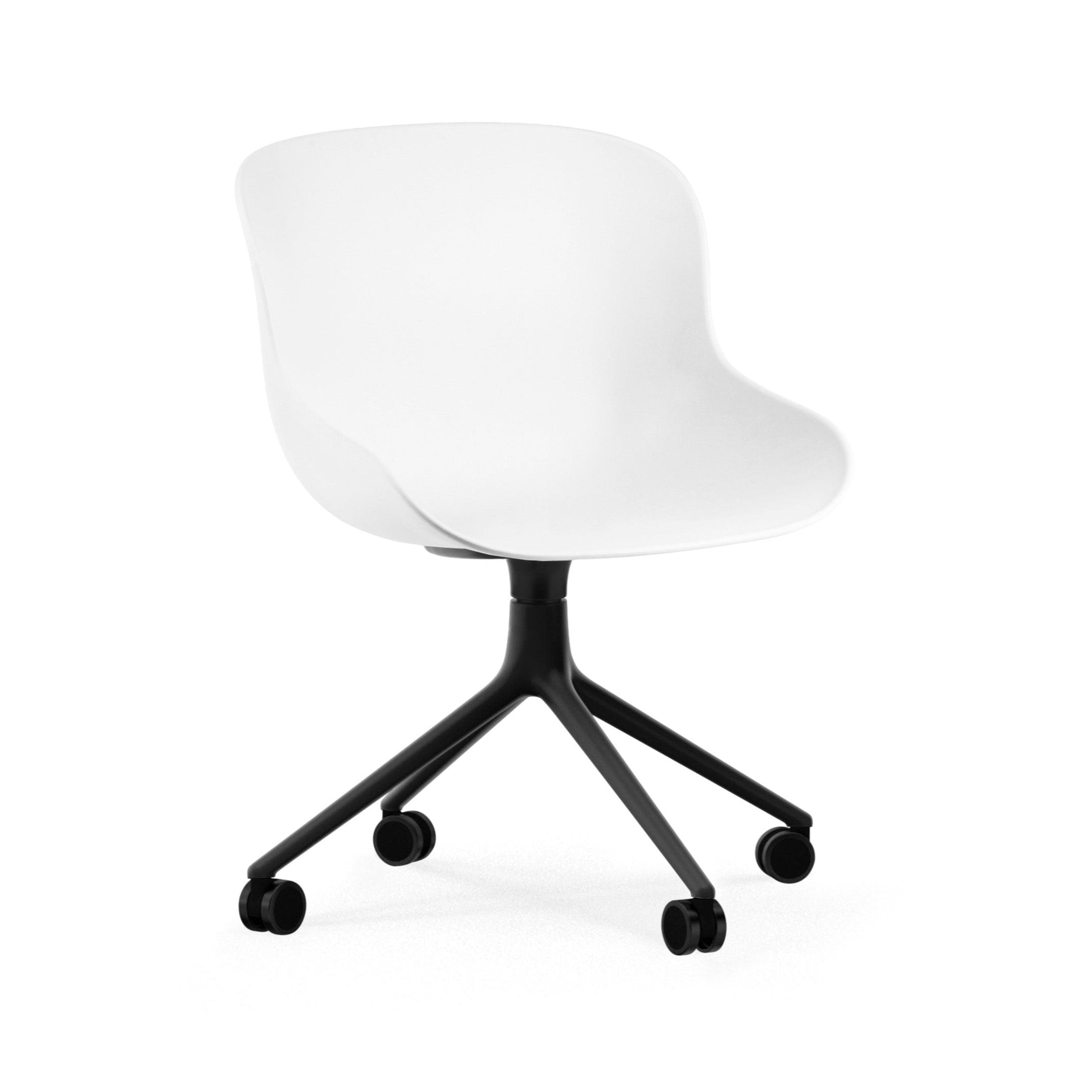 Hyg 4W White Office Stuhl mit einer schwarzen Basis