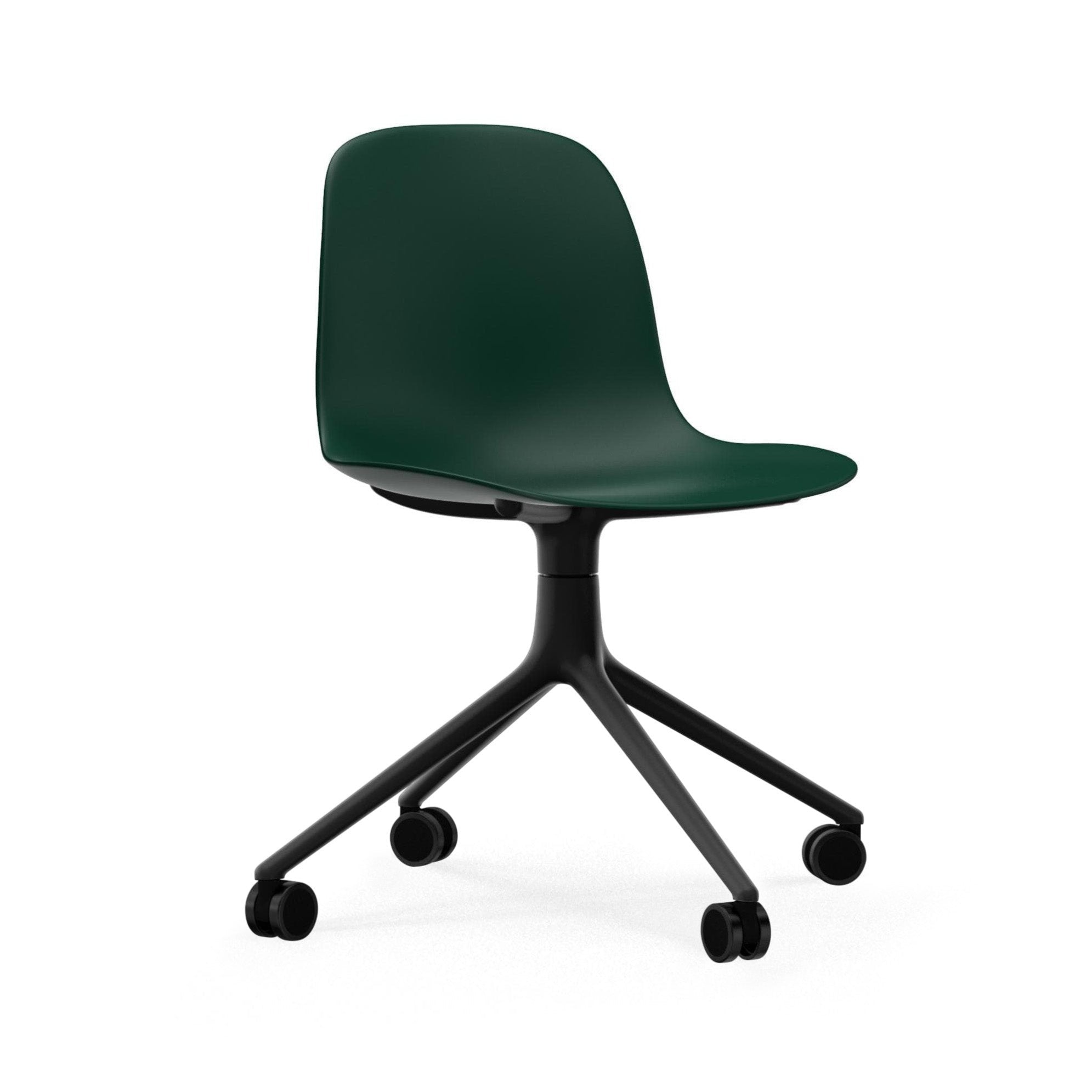 4W green chair with a black base on wheels