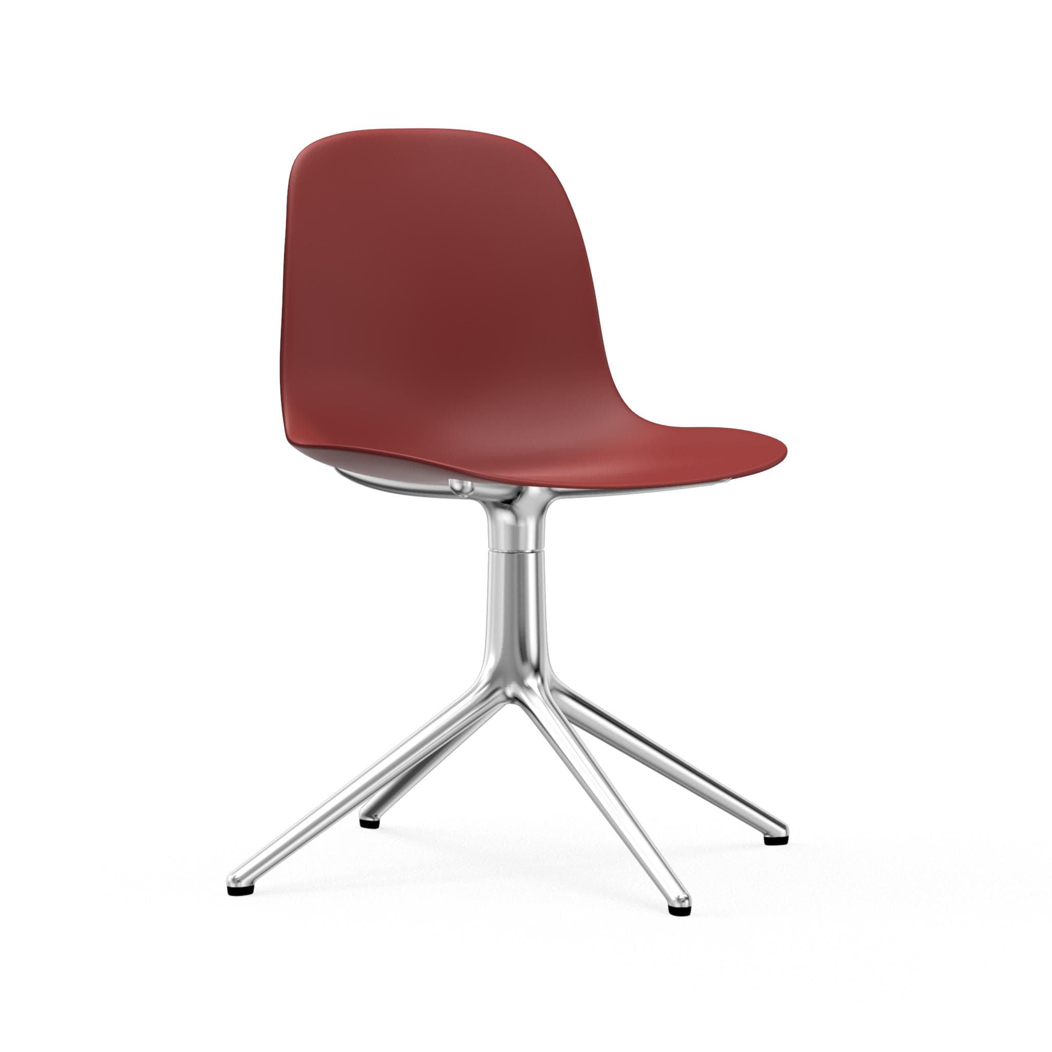4L Burgunder Office Chair mit einer Aluminiumbasis