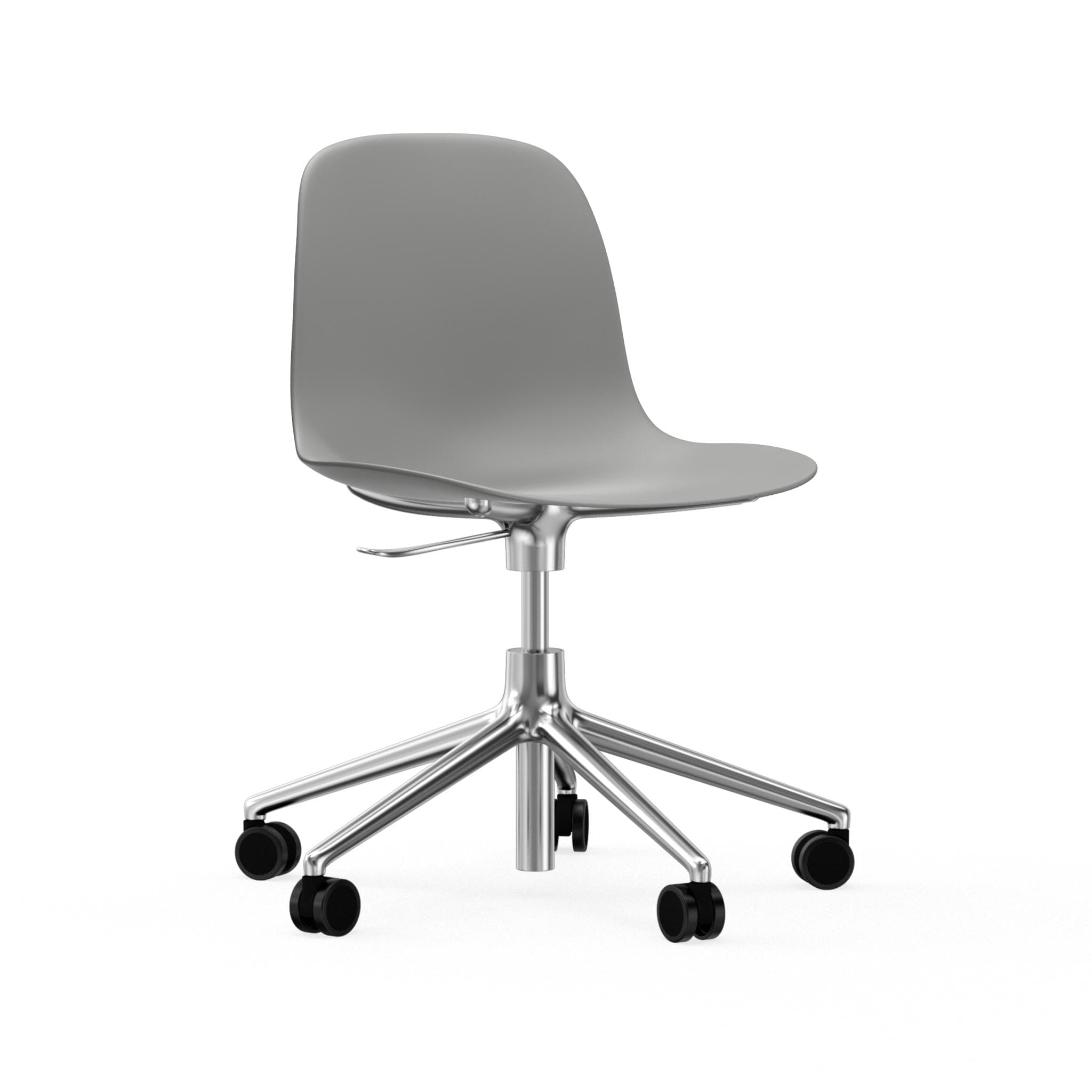Office chair with adjustable forms 5W gray with an aluminum base on wheels