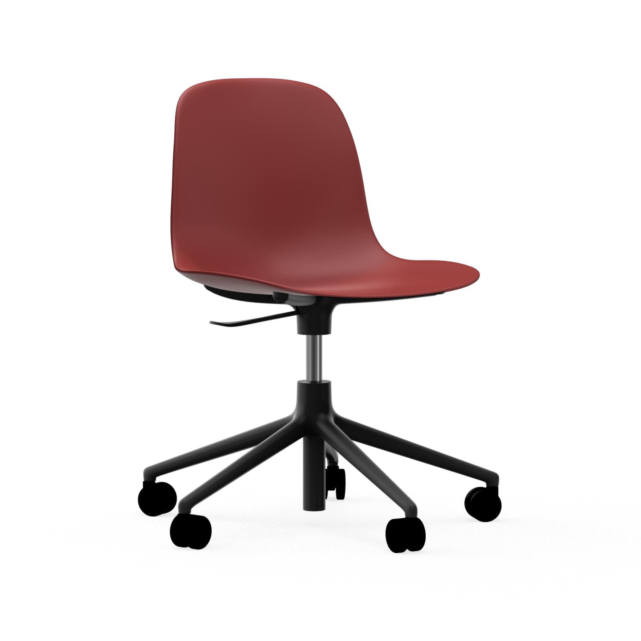 Office chair with adjustable forms 5W burgundy with a black base on wheels