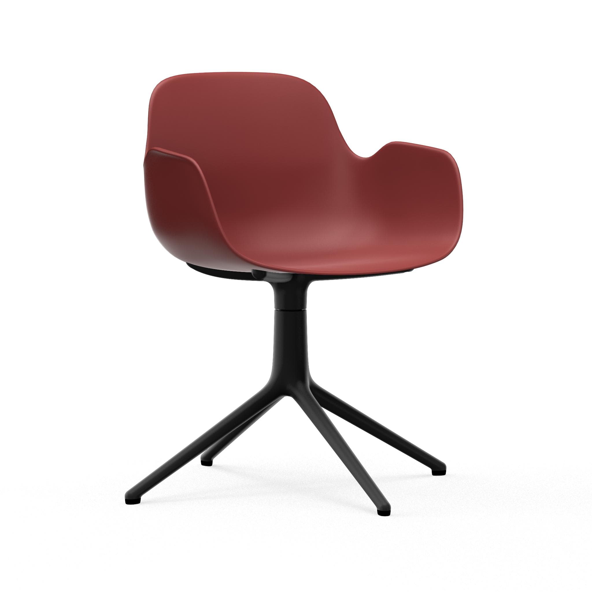 Office chair with 4L burgundy armrests with a black base