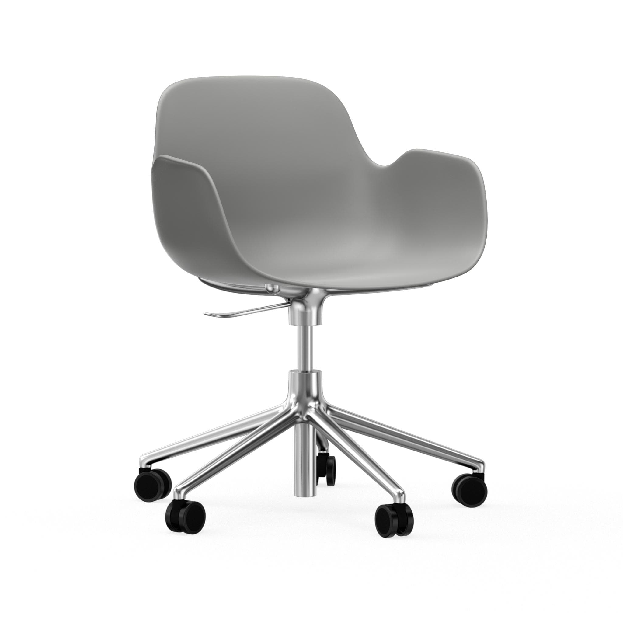 Office chair with armrests with adjustable 5W gray forms with an aluminum base