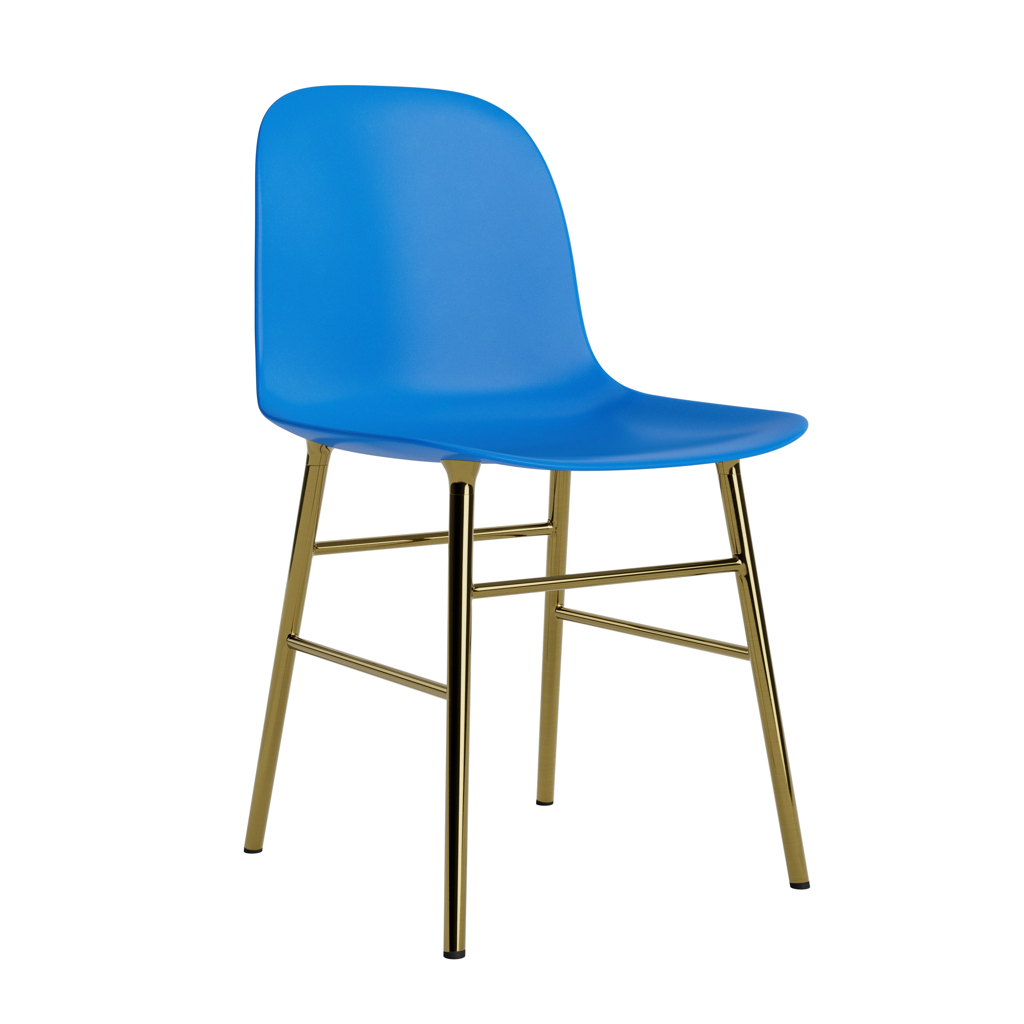 Blauer Stuhl mit einer goldenen Basis