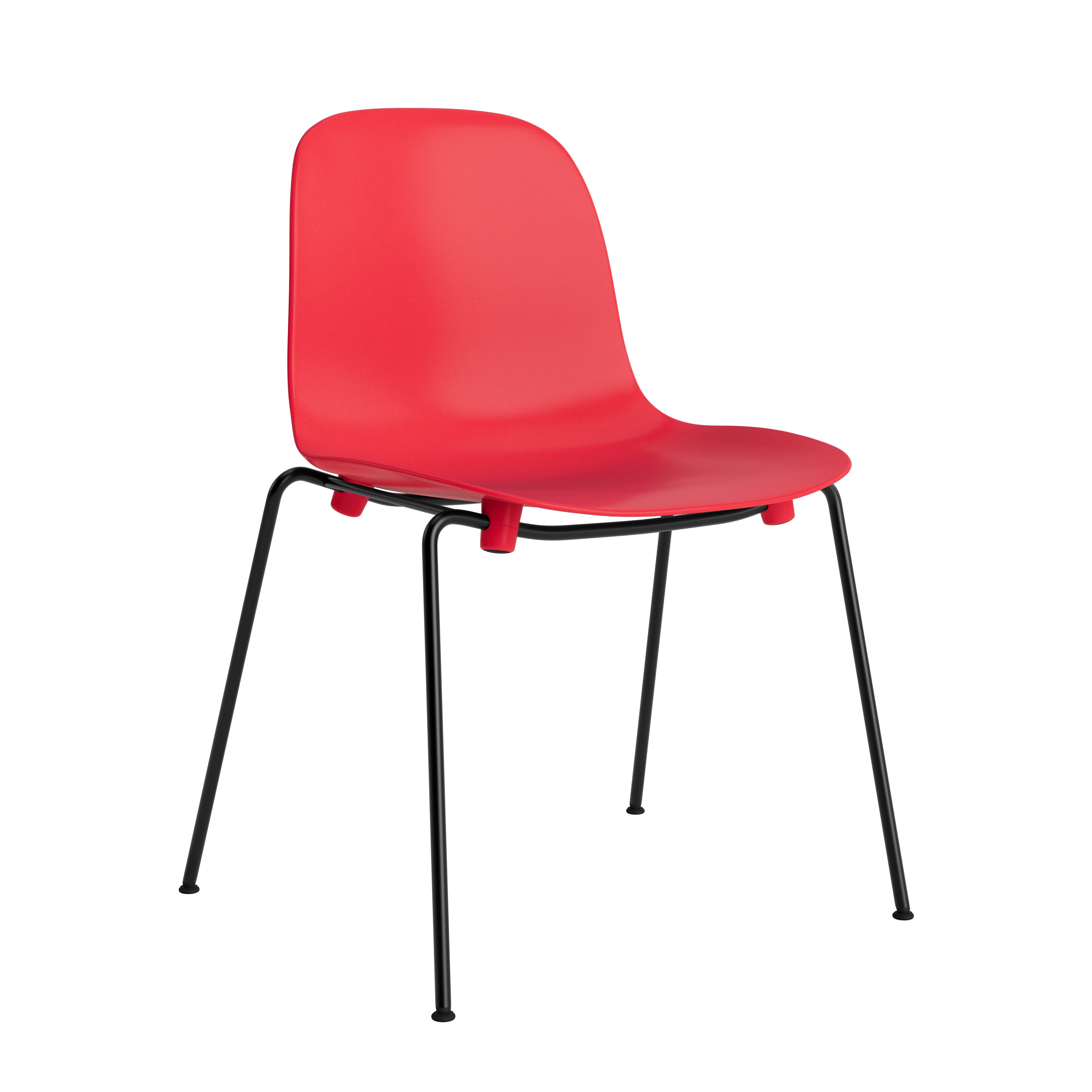 Roter Stapelstuhl mit einer schwarzen Basis
