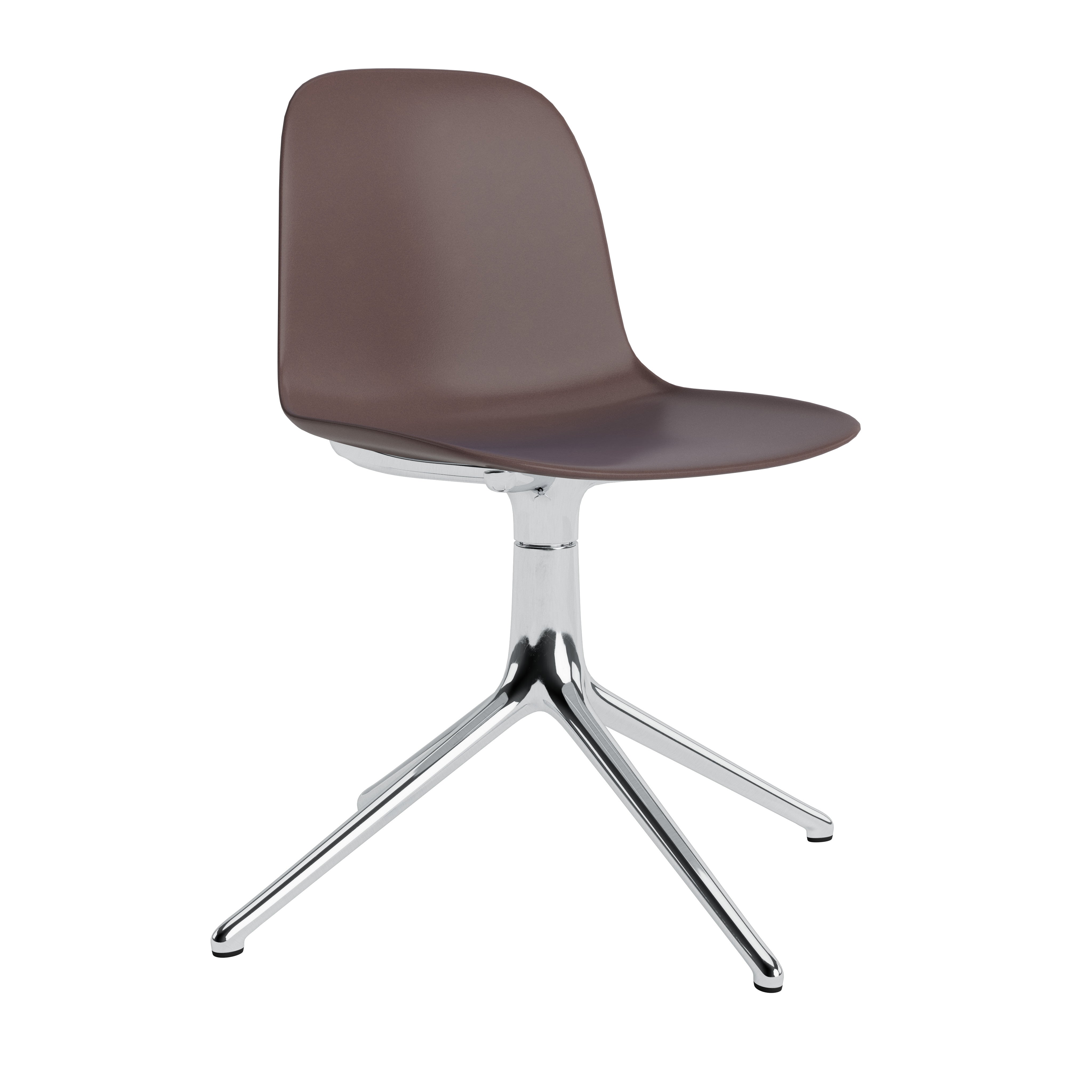 4L Brown Office Chair mit einer Aluminiumbasis
