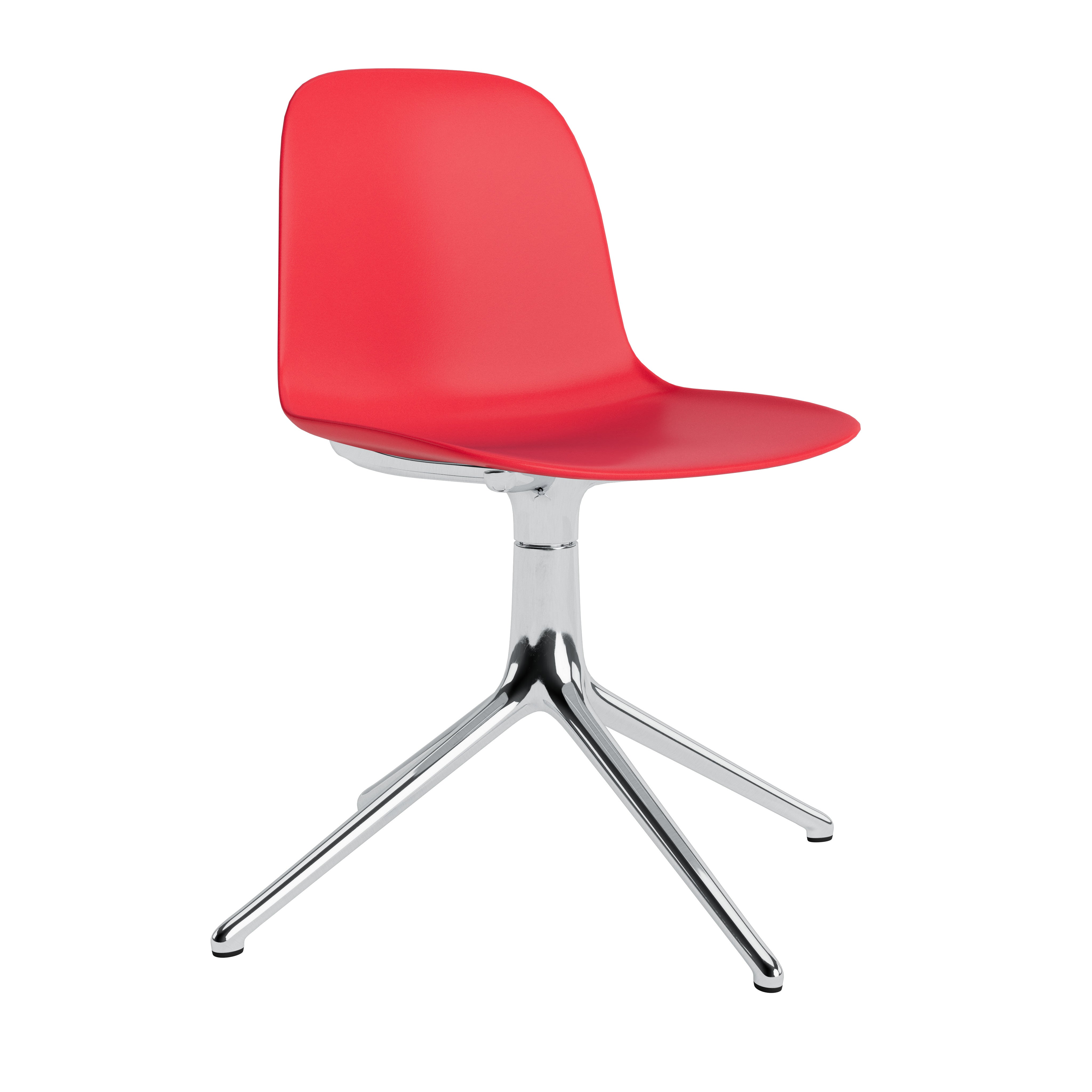 4L Red Office Chair mit einer Aluminiumbasis