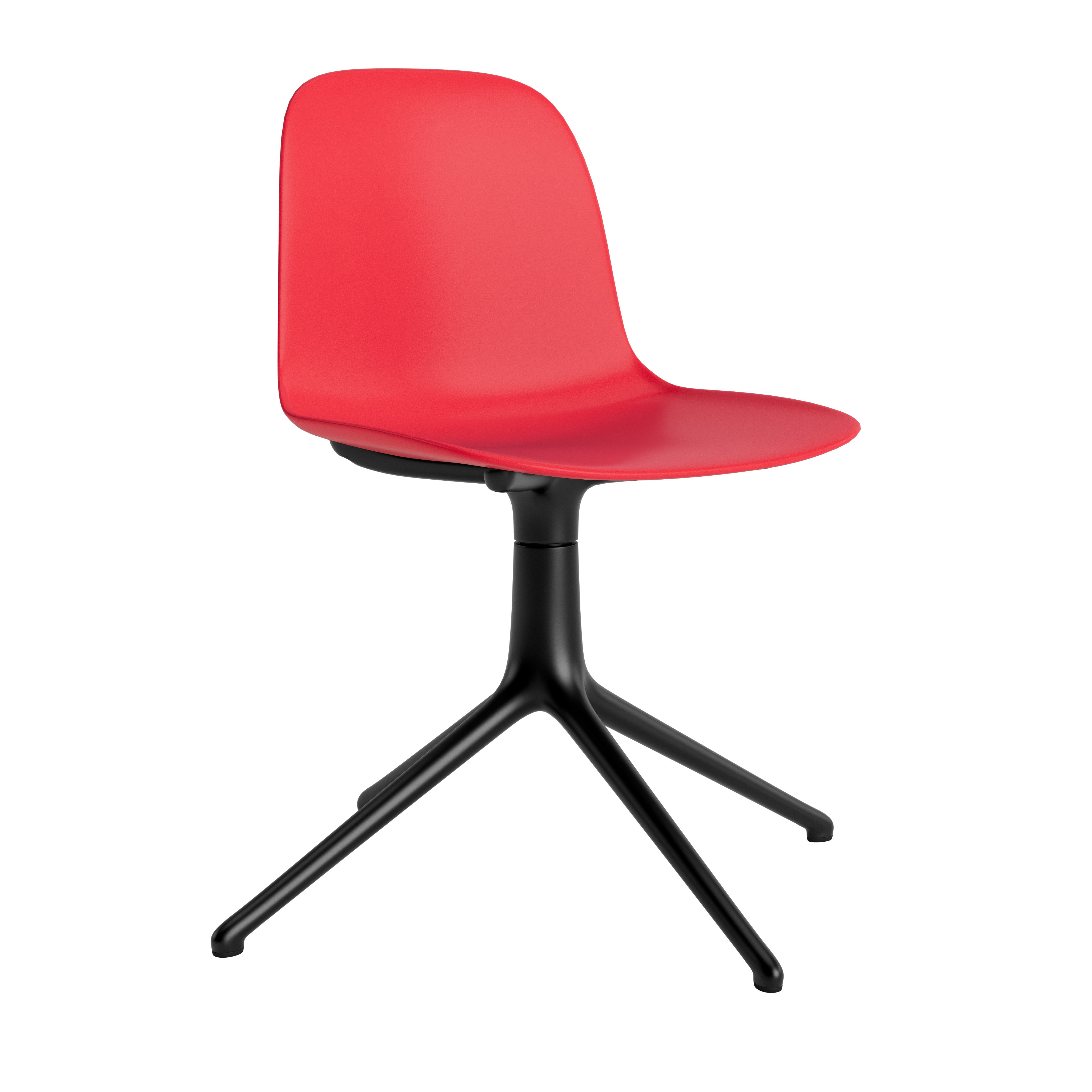 4L Red Office Chair rot mit einer schwarzen Basis