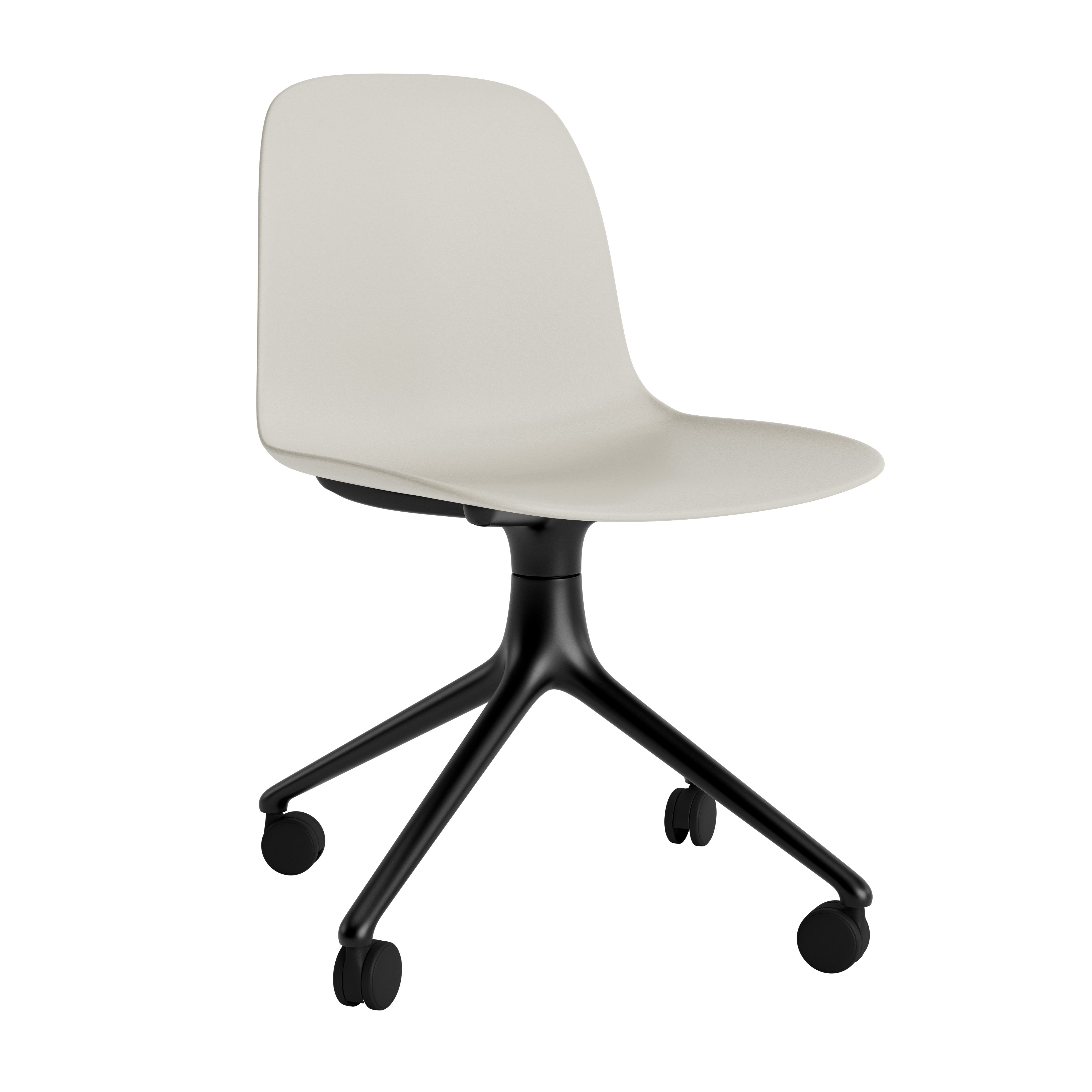 4W light gray office chair with a black base on wheels