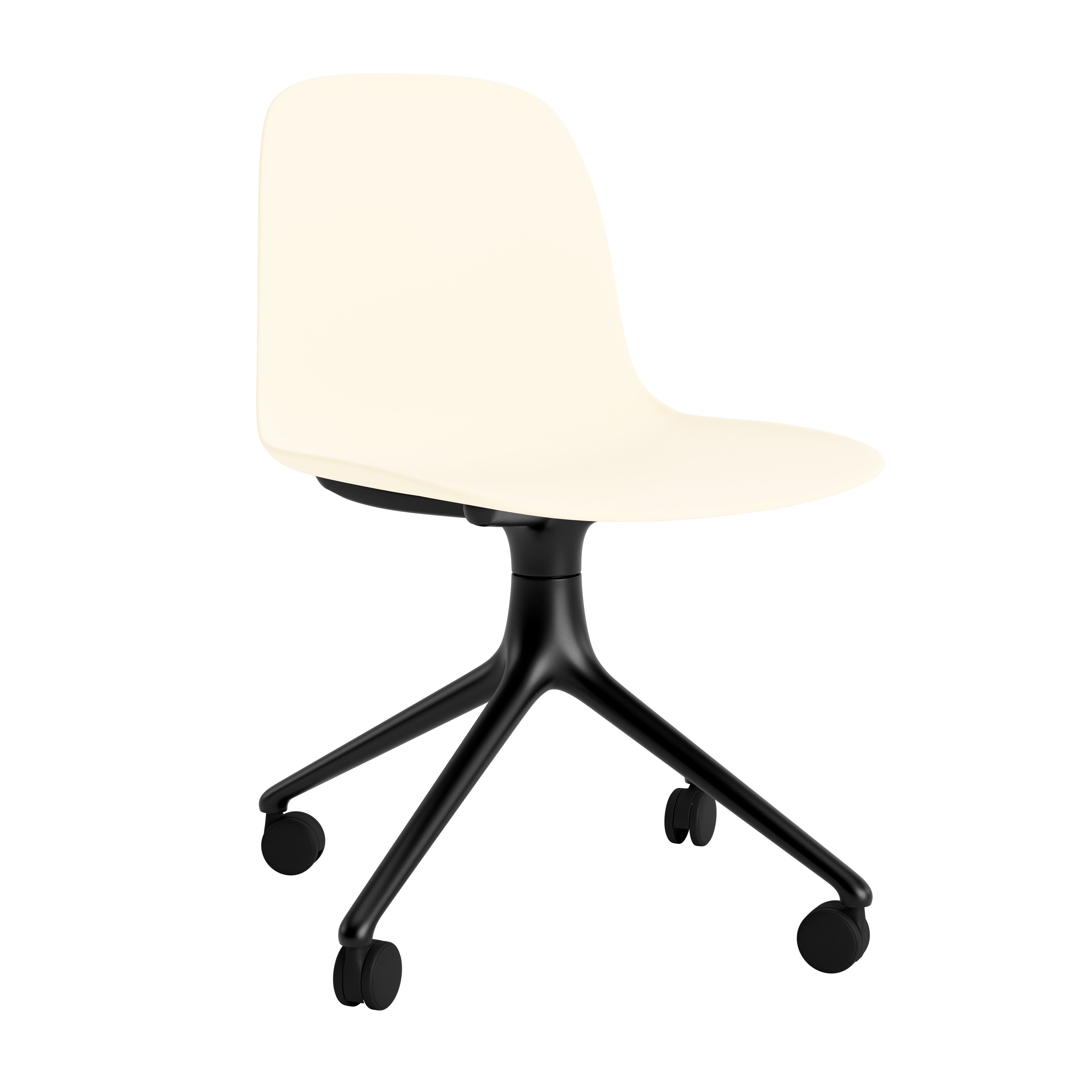 4W cream chair cream with a black base on wheels