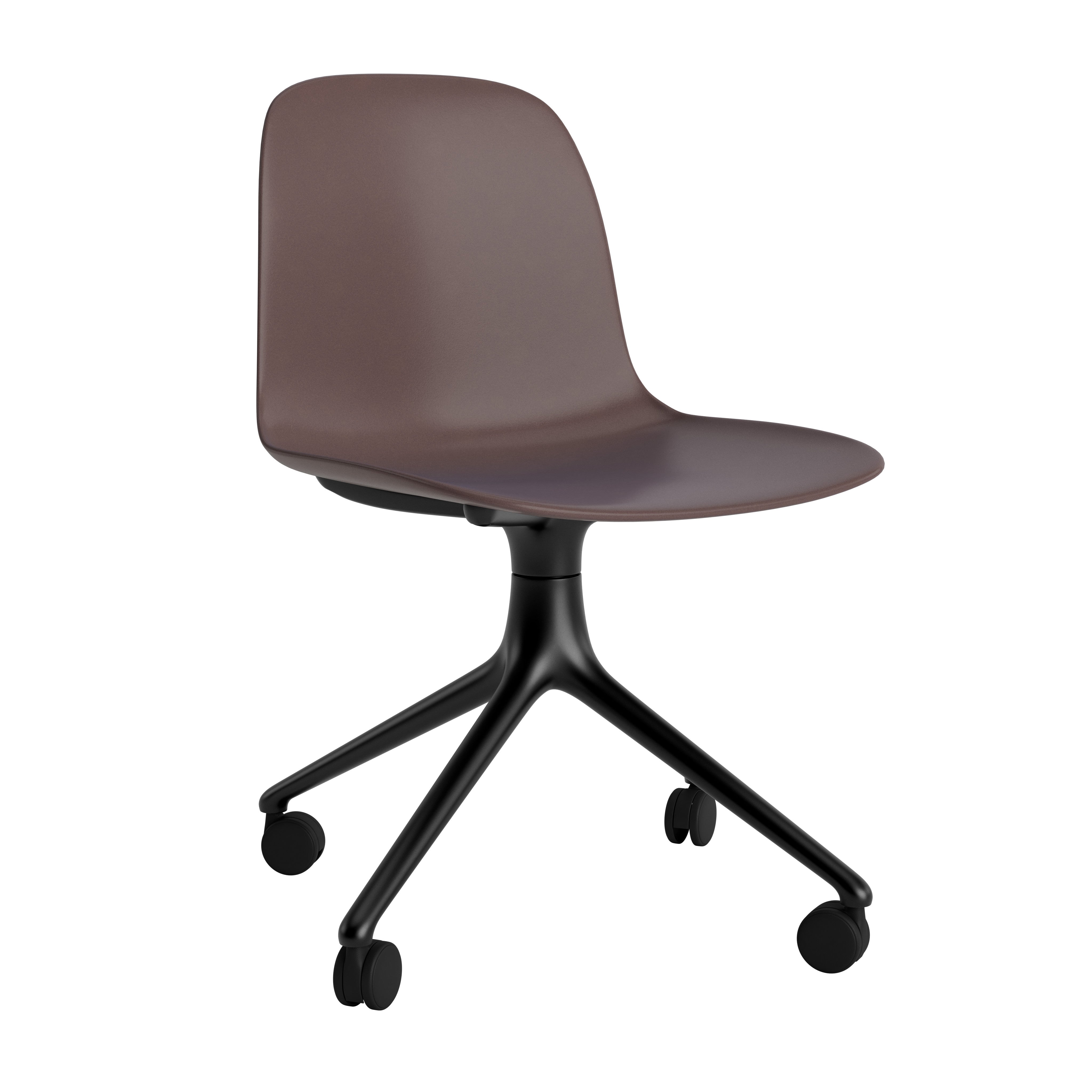 4W brown office chair with a black base on wheels