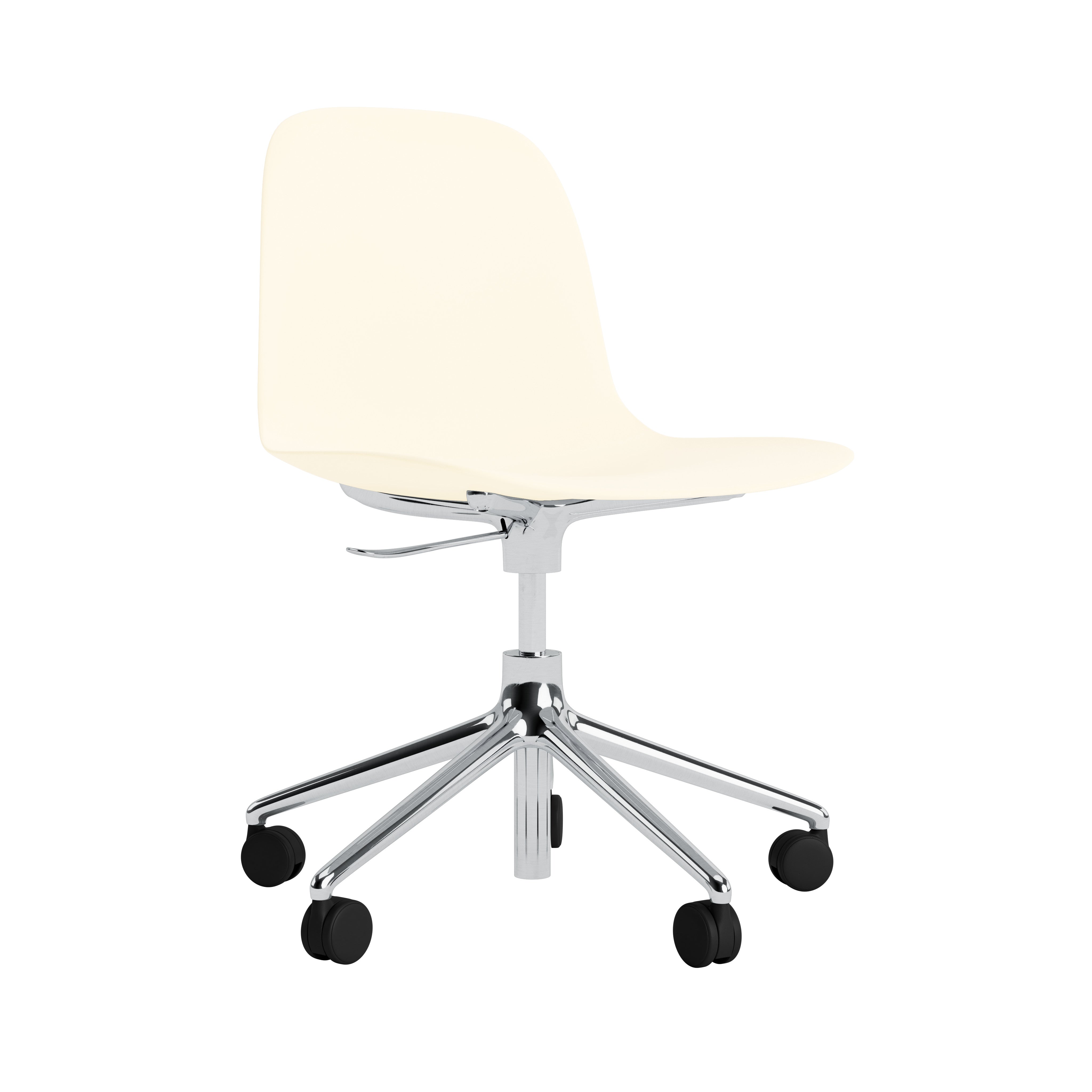 Office chair with adjustable forms 5W cream with an aluminum base on wheels