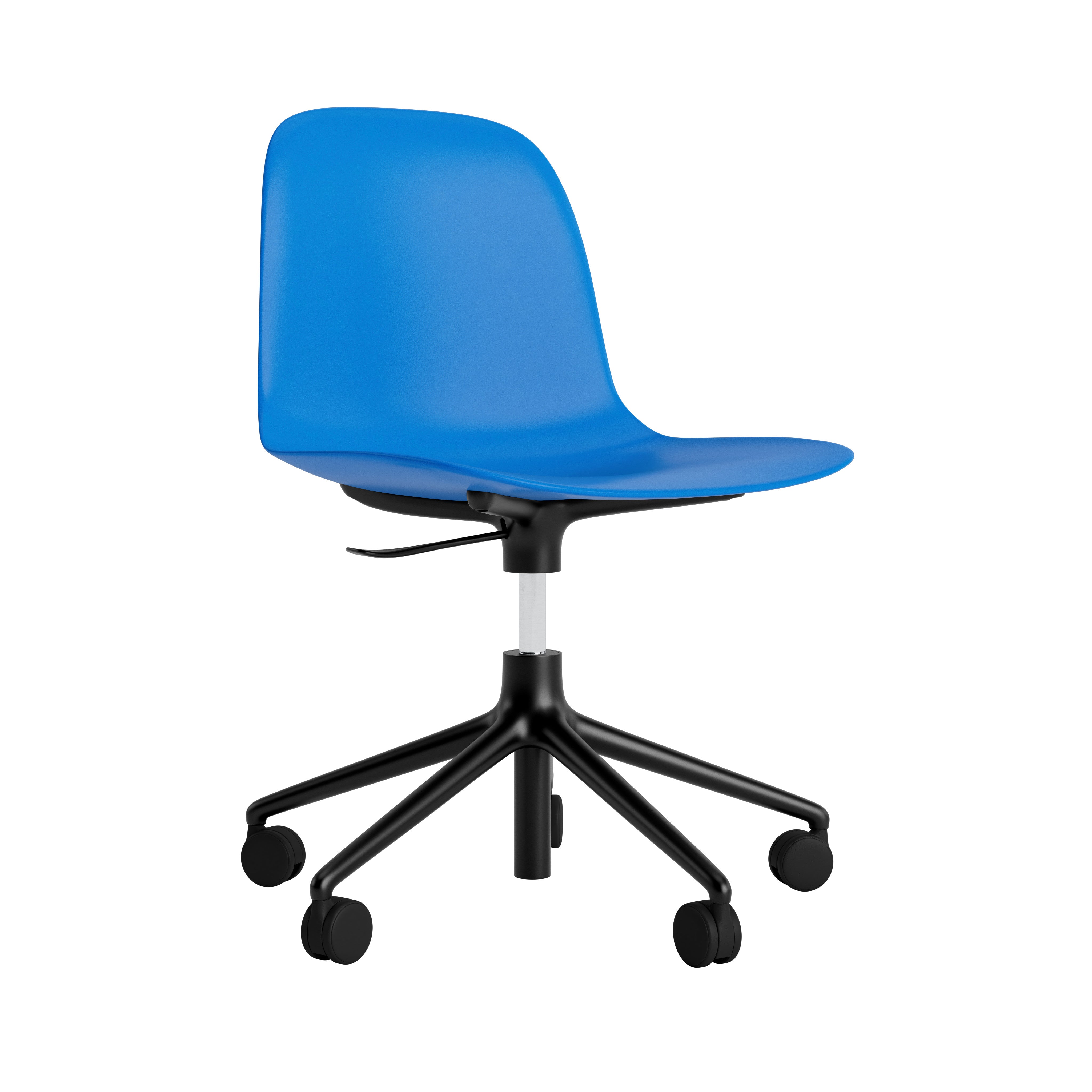 Office chair with adjustable forms 5W blue with a black base on wheels