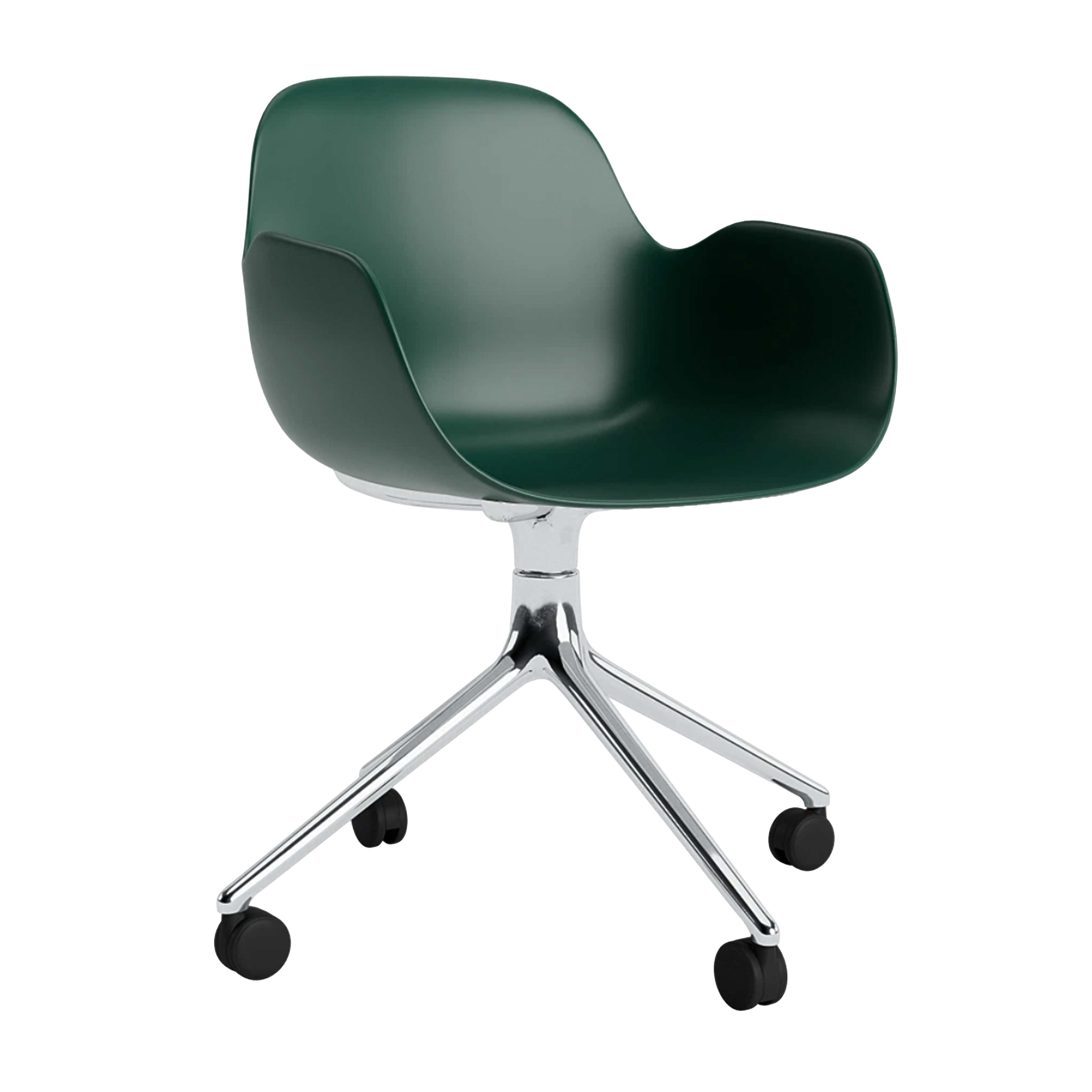 Office chair with 4W green armrests with an aluminum base