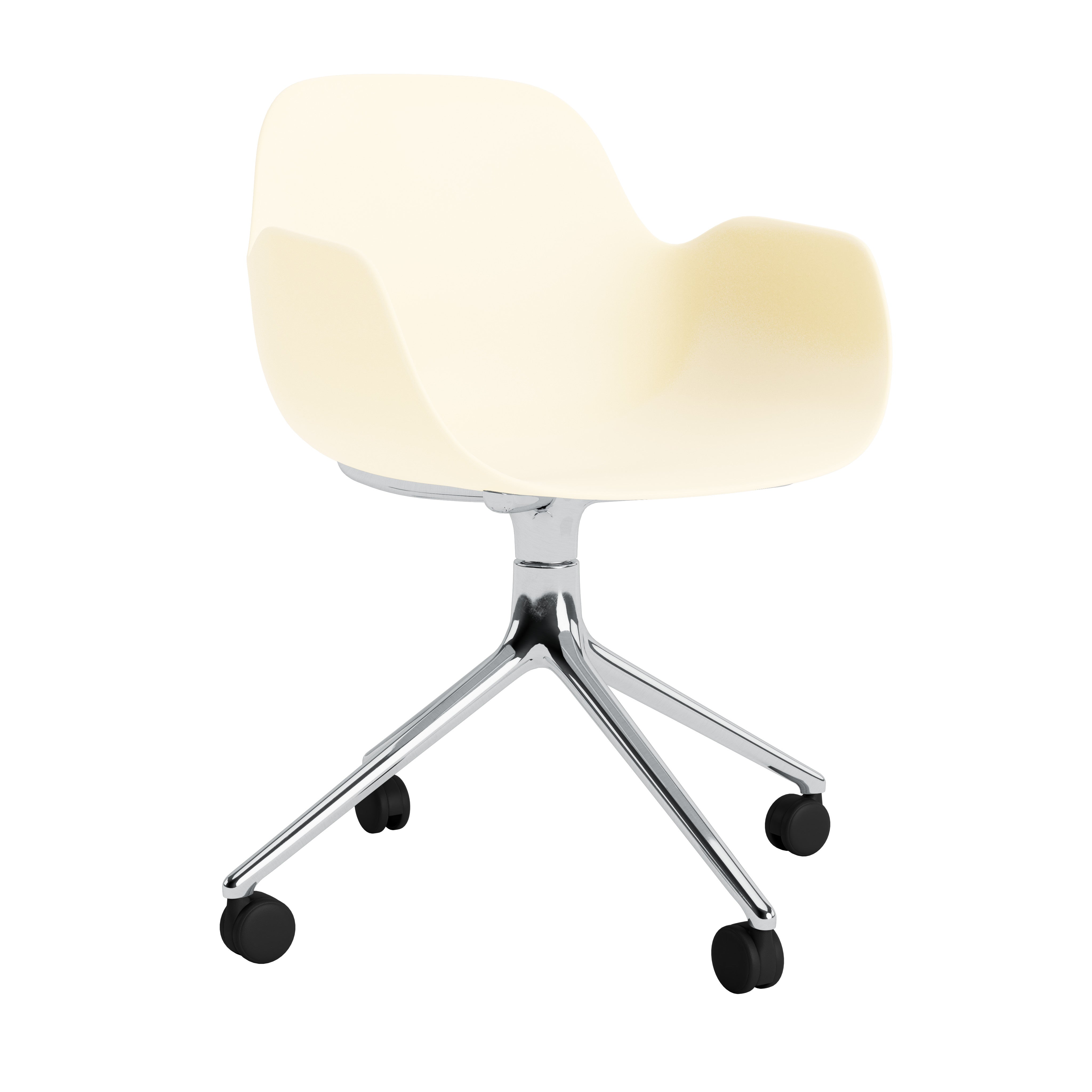 Bürostuhl mit 4W -Creme -Armlehnen mit einer Aluminiumbasis
