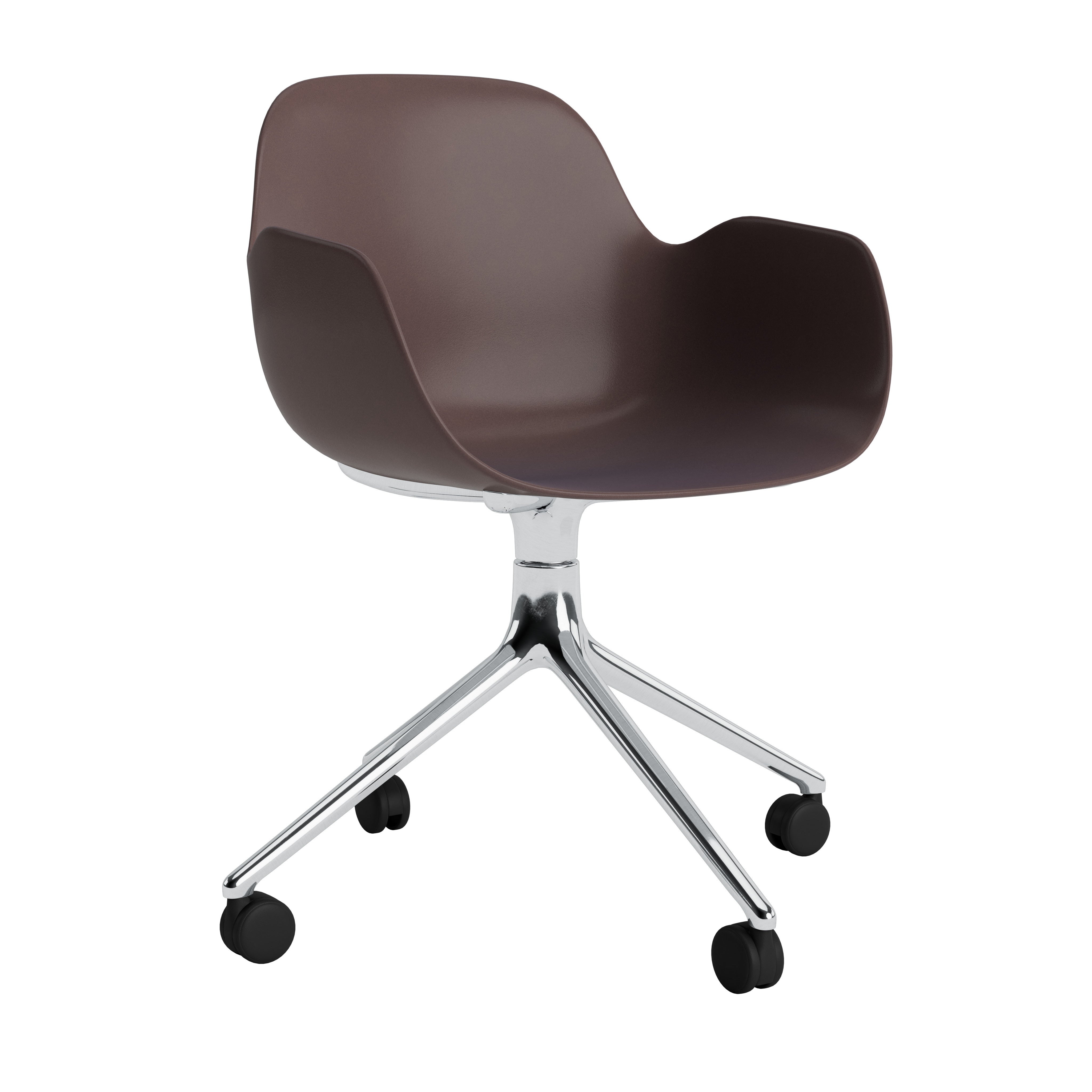 Office chair with 4W brown armrests with an aluminum base