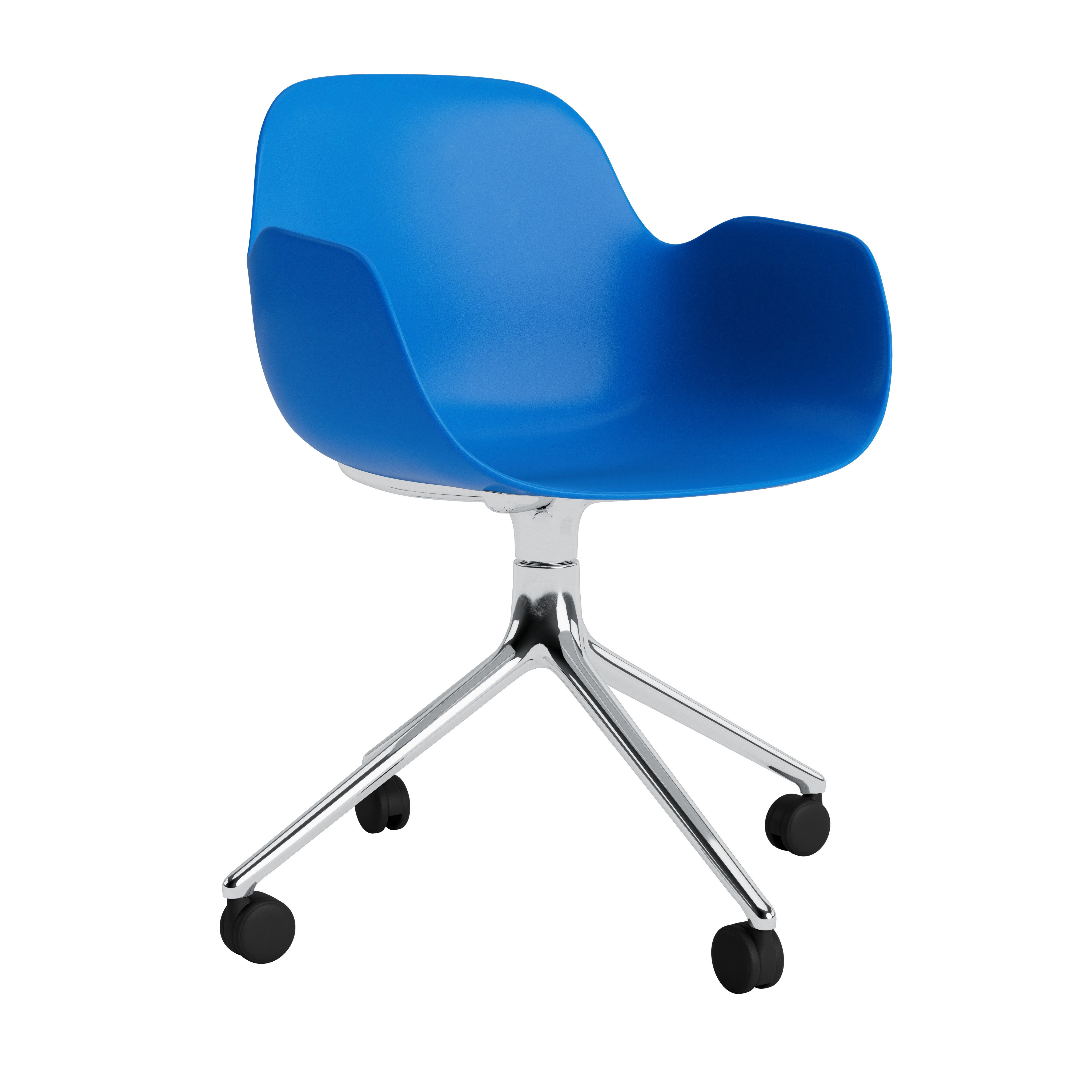Office chair with 4W blue armrests with an aluminum base