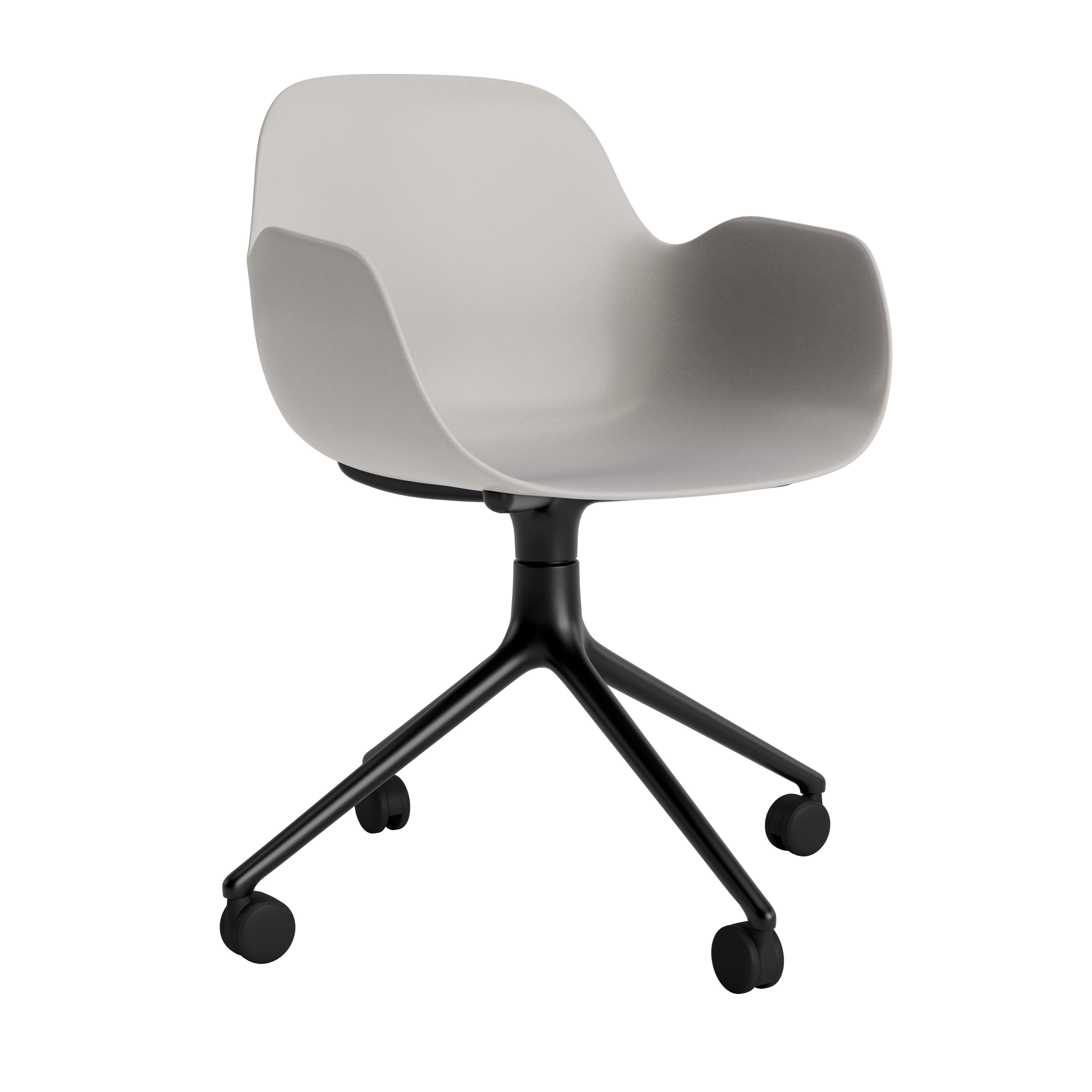 Office chair with 4W Form armrests warm gray with a black base
