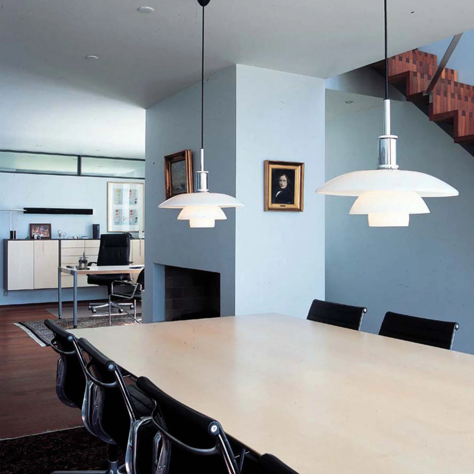 Pendelleuchte PH 3½-3 weiß mit verchromter Oberfläche