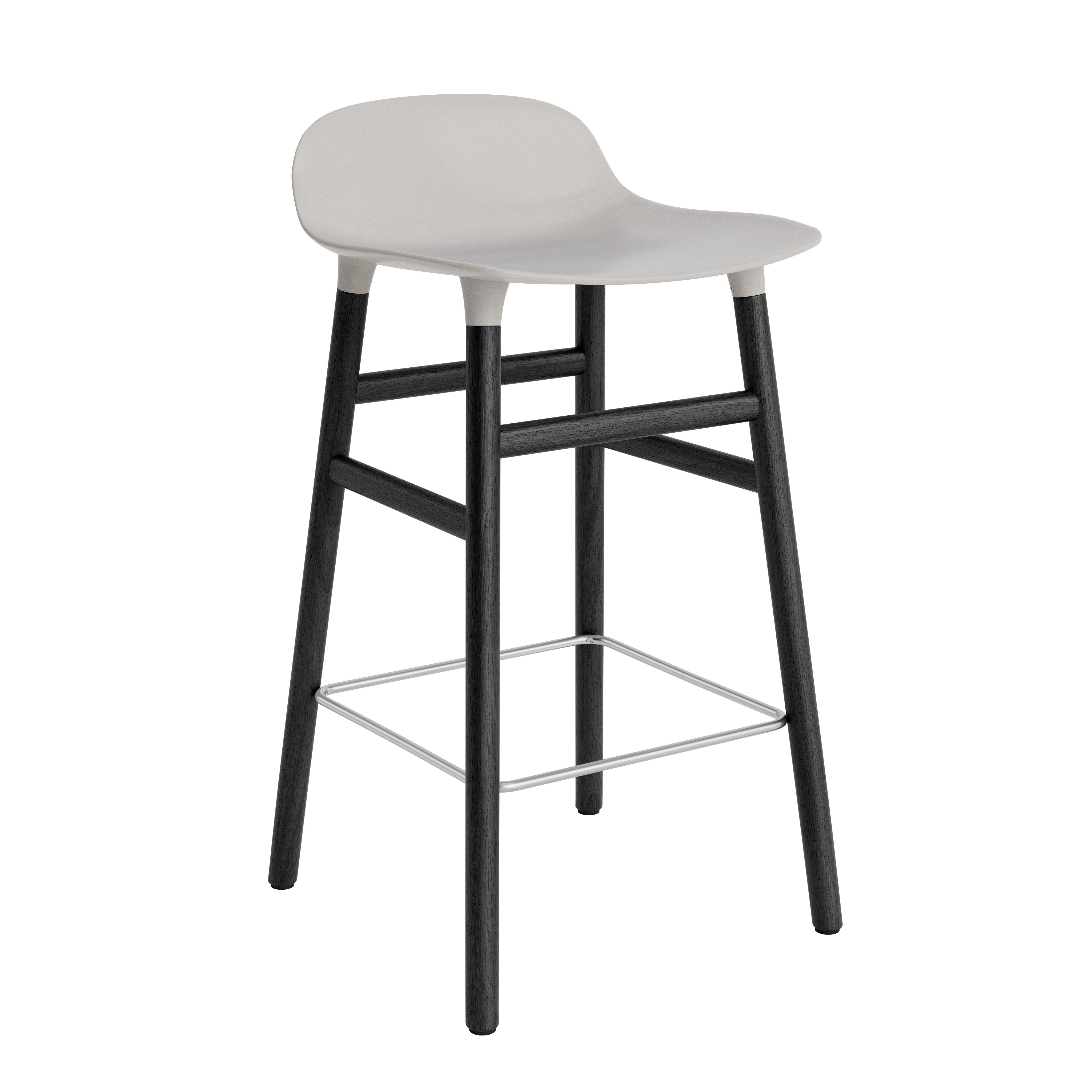 Hocker forms warm gray with a black oak base