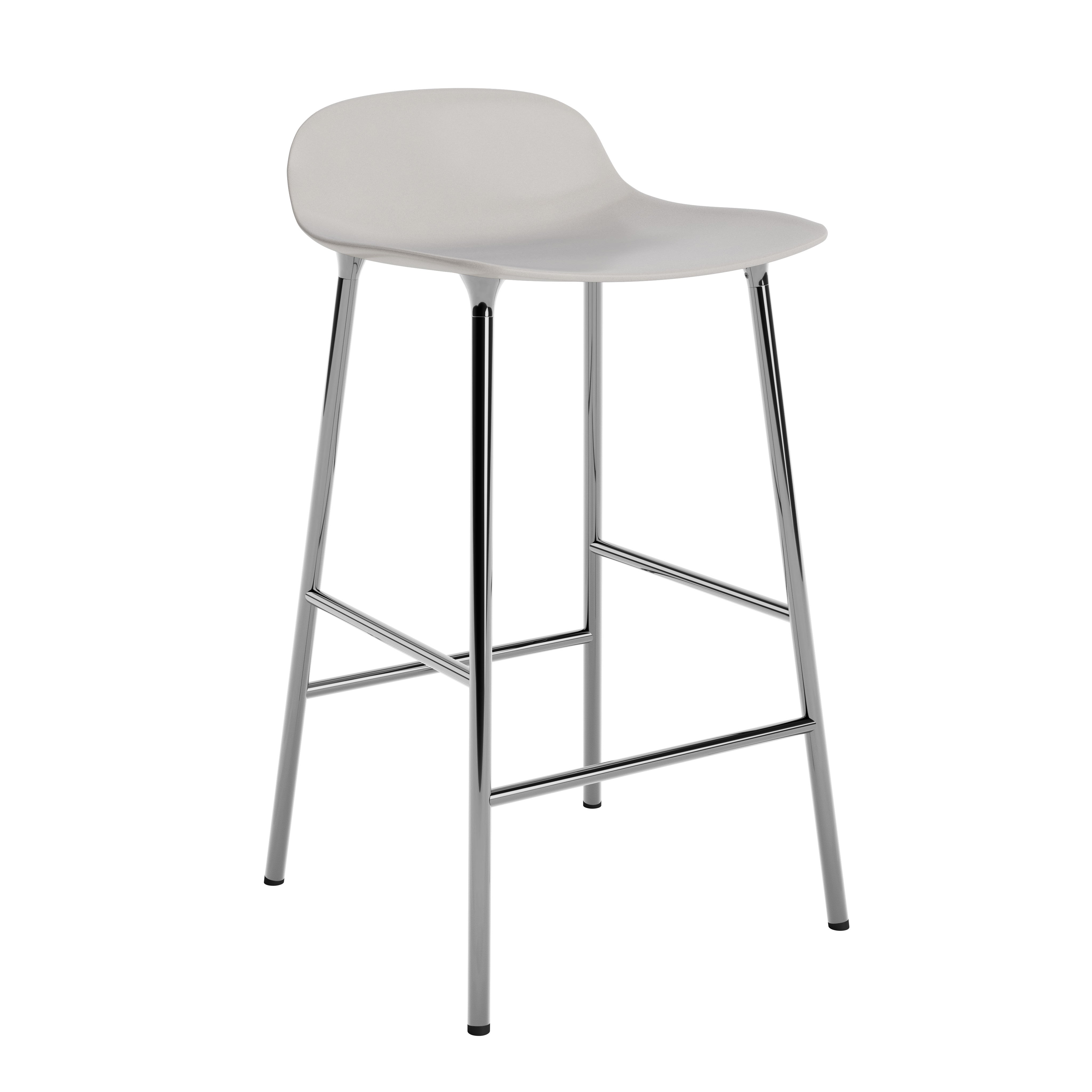 Hocker forms warm gray with a chrome base