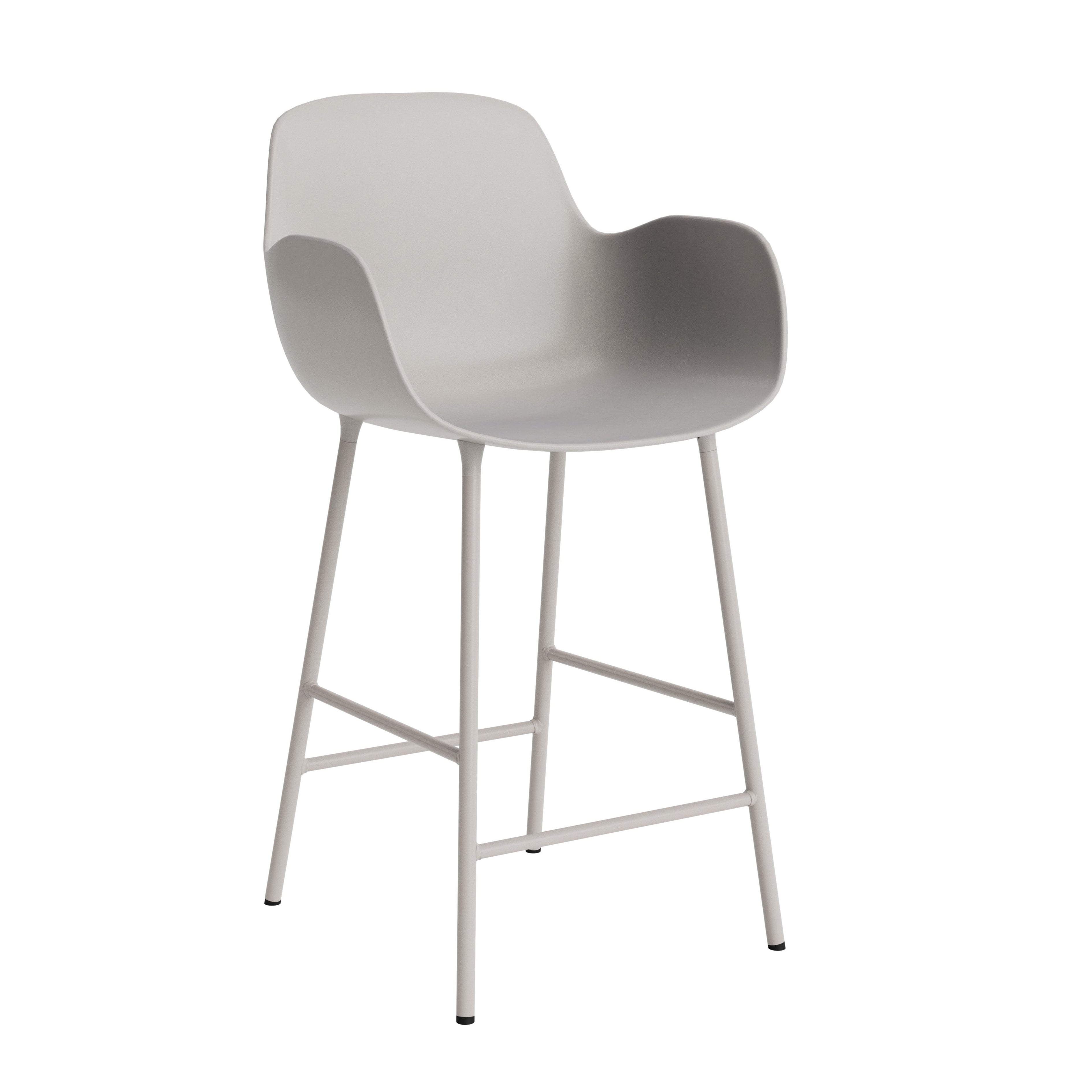 Bar chair with armrests of forms warm gray