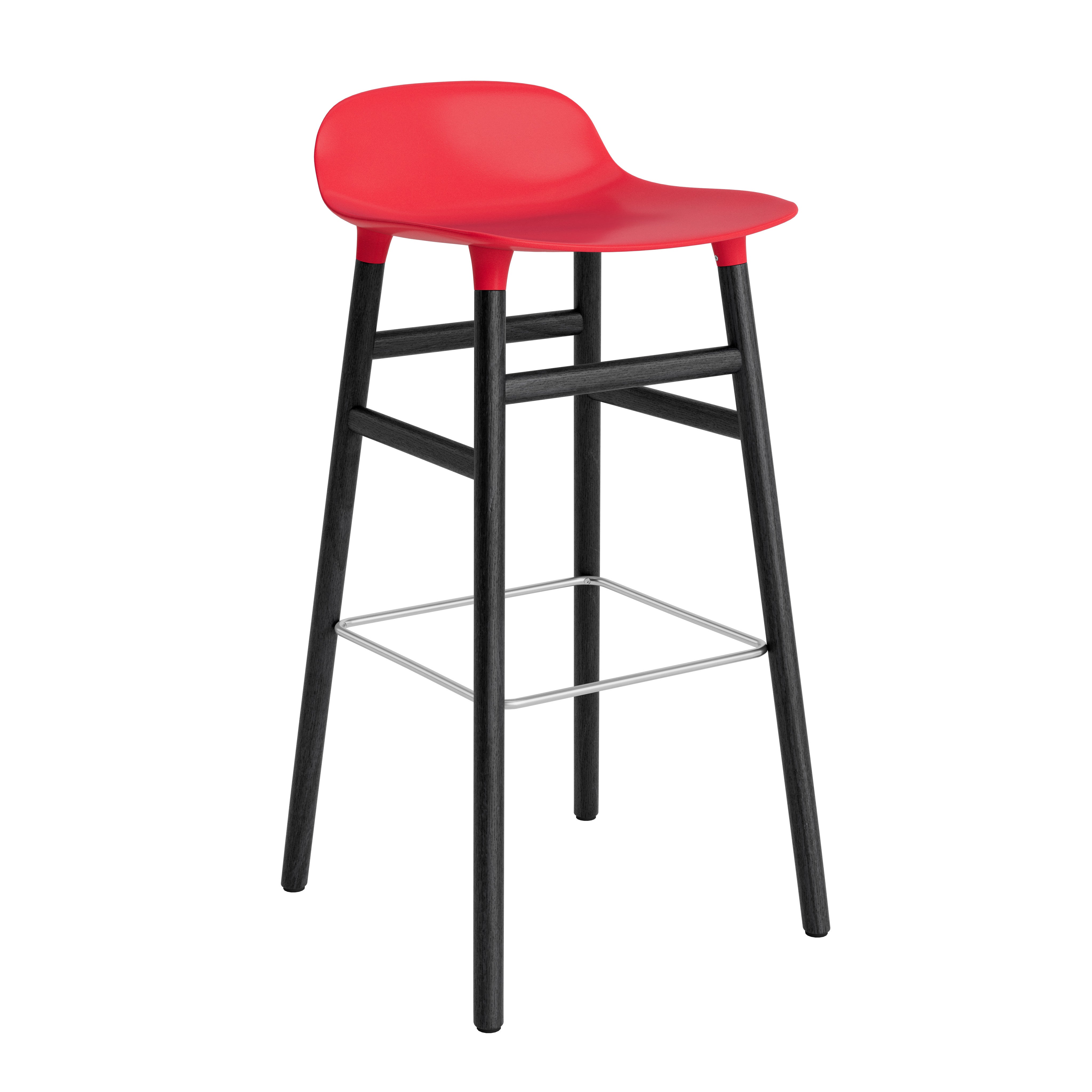 Hocker bildet rot mit einer schwarzen Eichenbasis