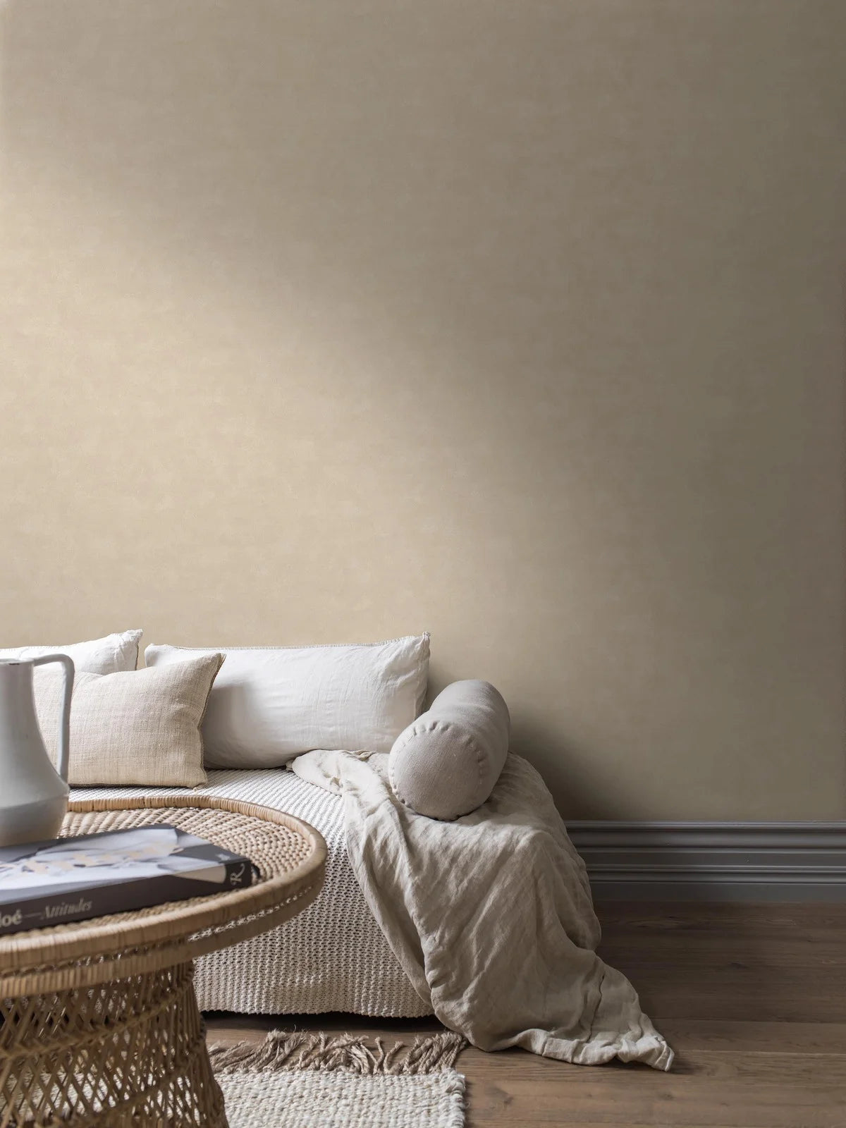 Tapete, die Leinwand imitiert SHADES - AMBER warmes Beige