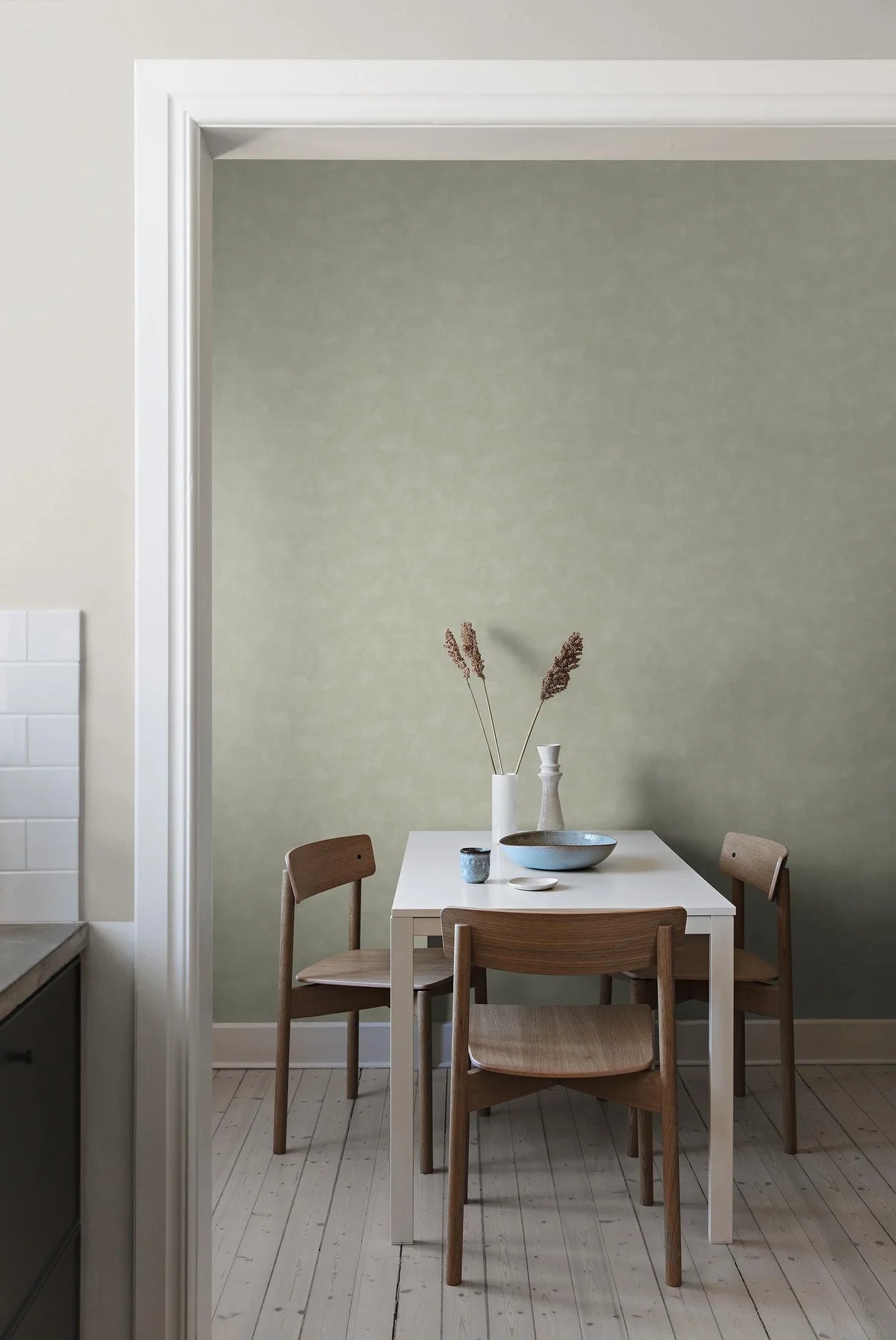 Tapete, die Leinwand imitiert SHADES - PHONOLITE gedämpftes Grün