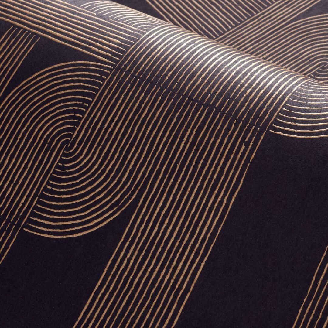 Tapete mit geometrischem Muster HECTOR - NOIR/DORE schwarz mit Gold