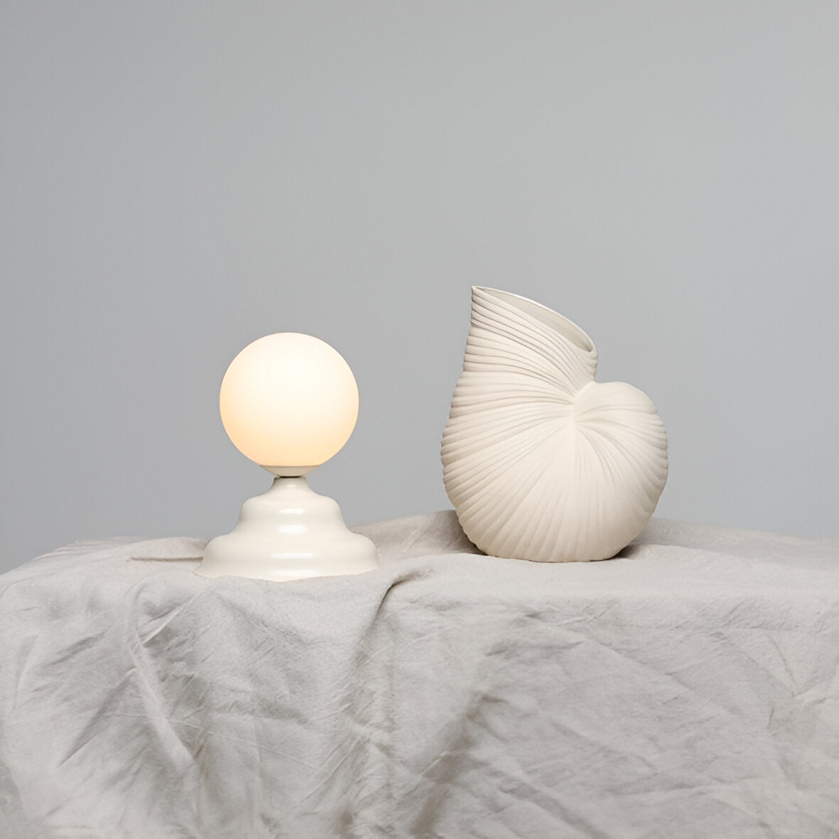 Tischleuchte mit Glasschirm FALA creme
