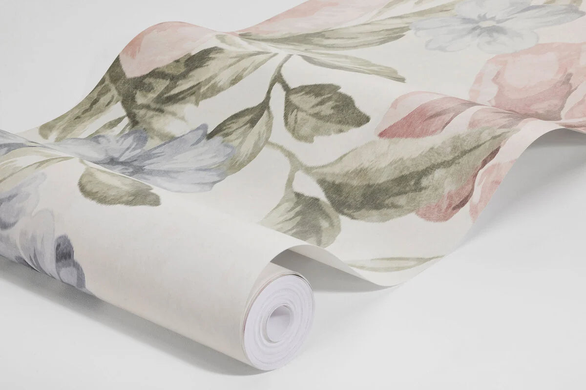 Wandbild mit floralem Motiv FLOWER GARDEN in Creme mit Rosa