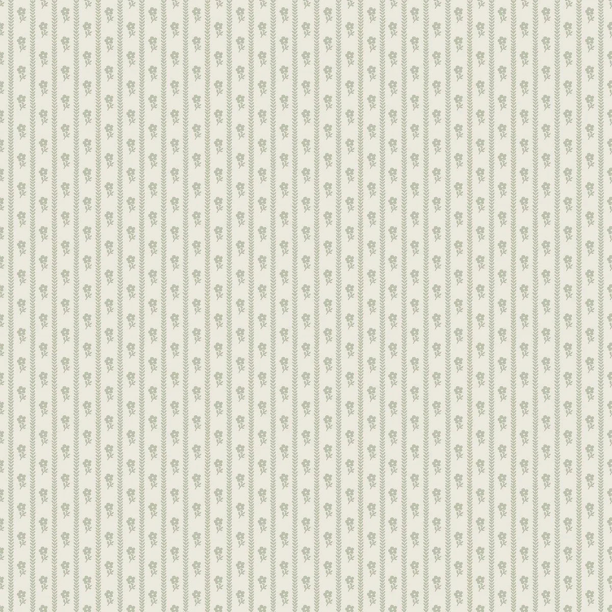 LILLA LYCKAN Beige and Green Striped Wallpaper with Floral Motif