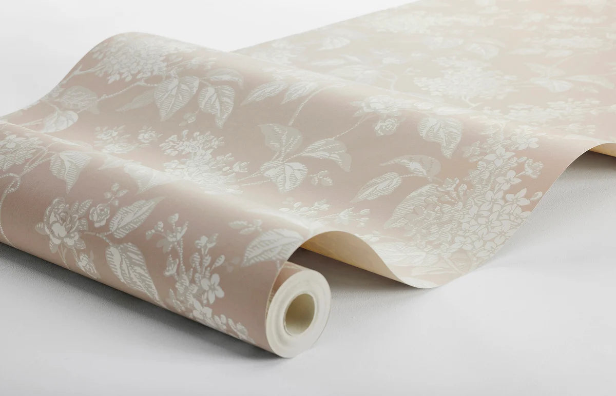 Floral Pattern Wallpaper SYREN Powder Pink with White