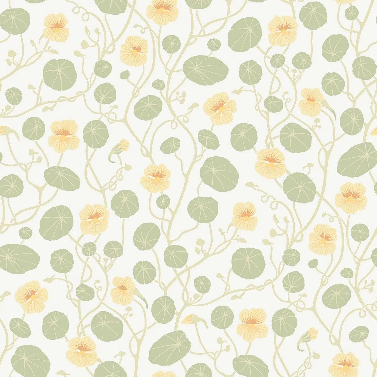 Floral Pattern Wallpaper KRASSE White with Green and Yellow