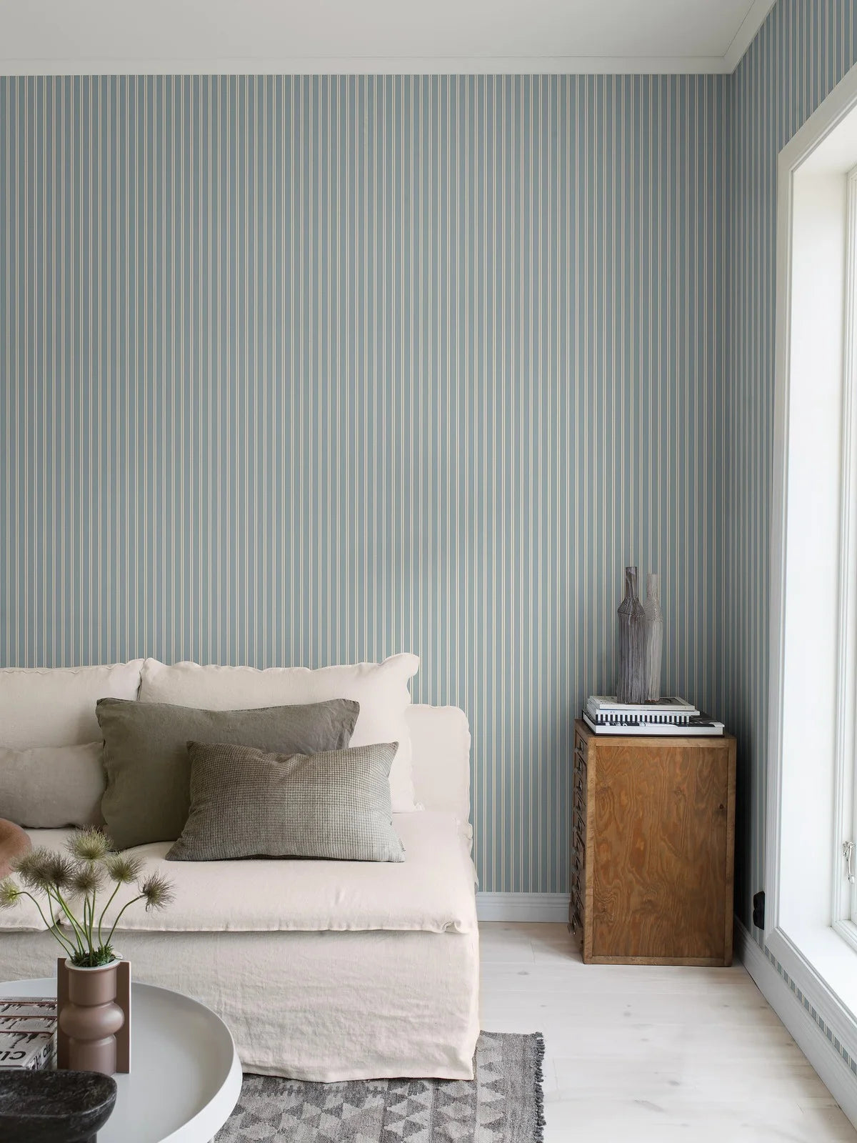 Tapete mit Streifen PÄRLRAND blau-beige