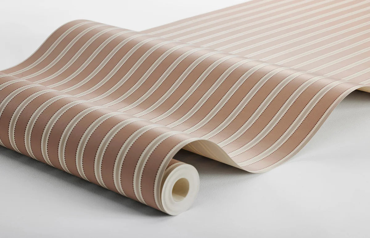 Tapete mit Streifen PÄRLRAND warmes Braun mit Beige