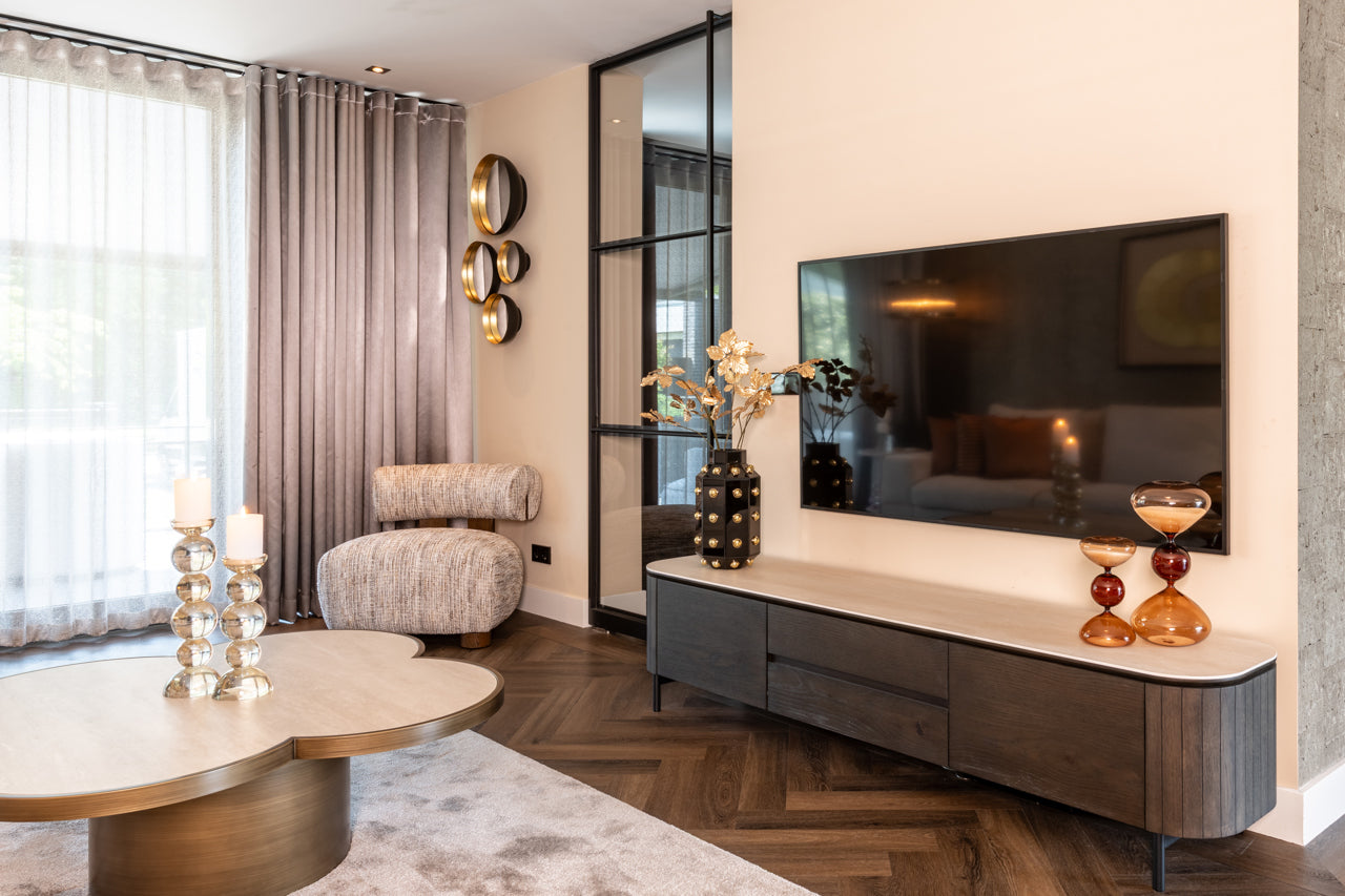 RTV-Sideboard RITZ braun mit beigem Tischplatte
