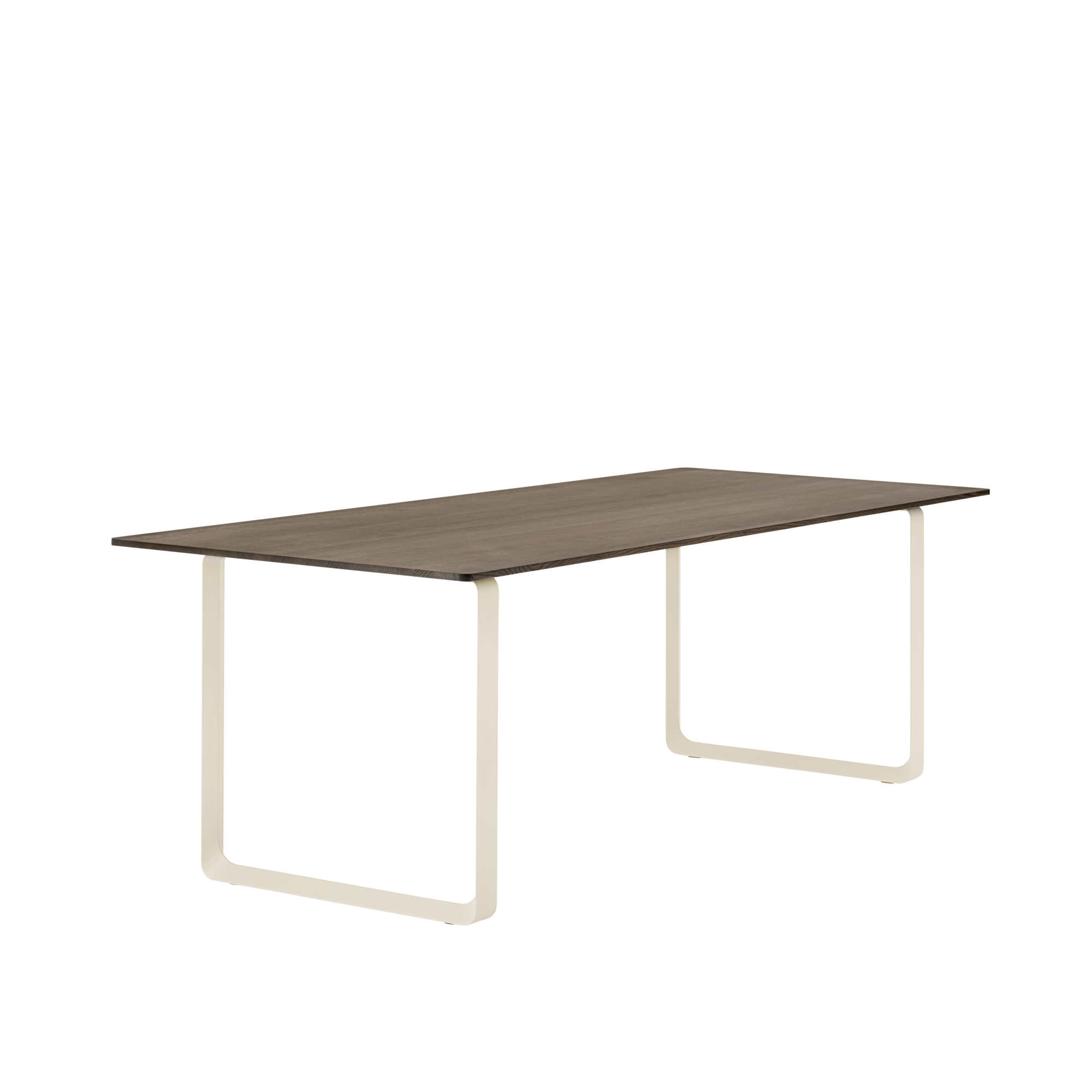 Table 70/70 dark oak wood with a sand-colored base