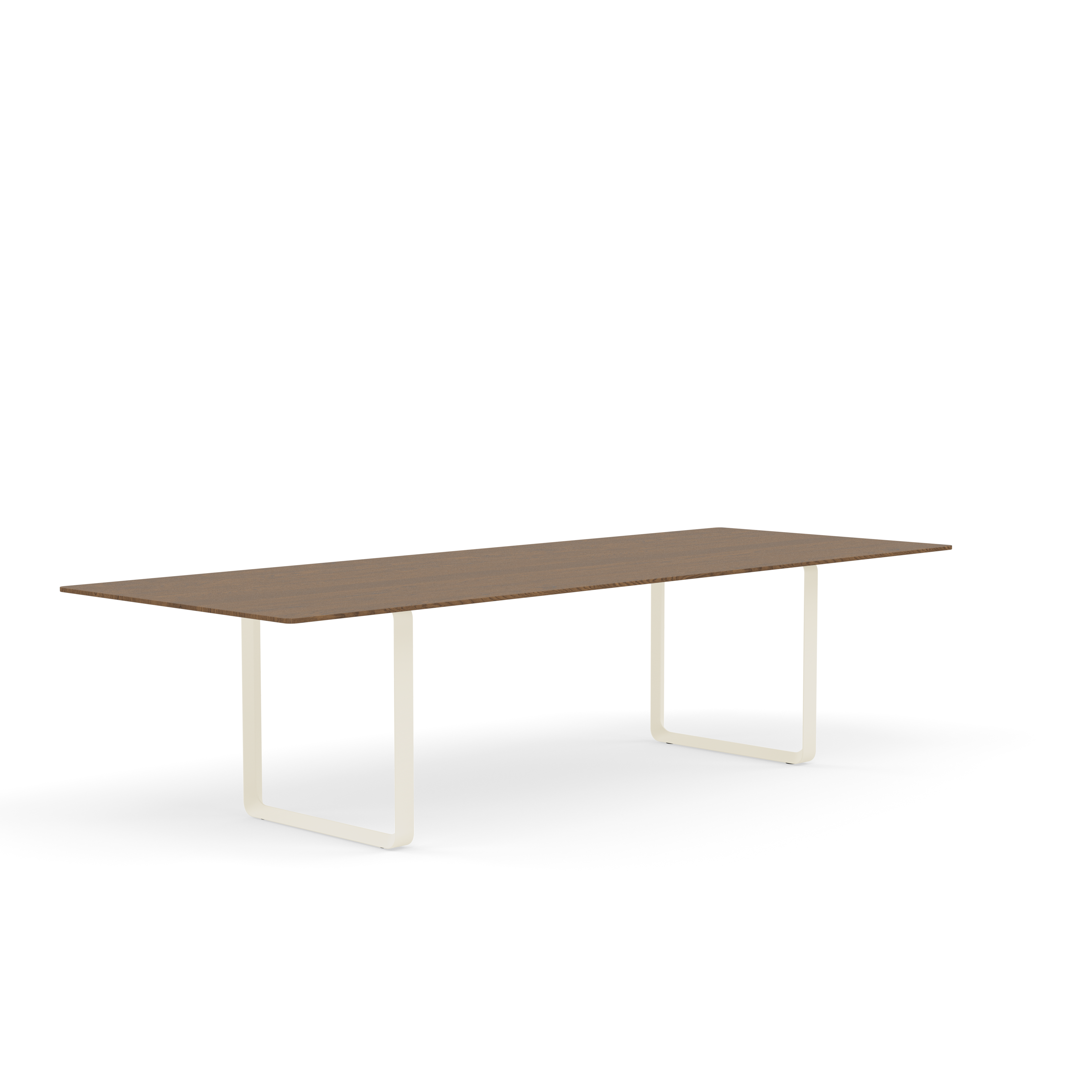 Table 70/70 dark oak wood with a sand-colored base