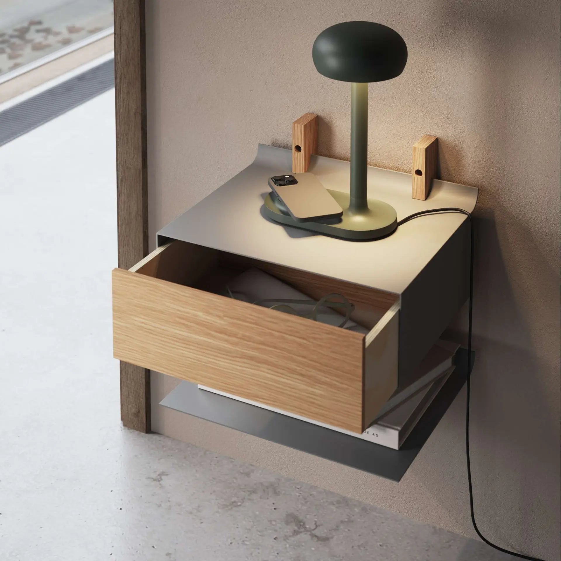 Tischlampe mit kabellosem Ladegerät EMENDO grün