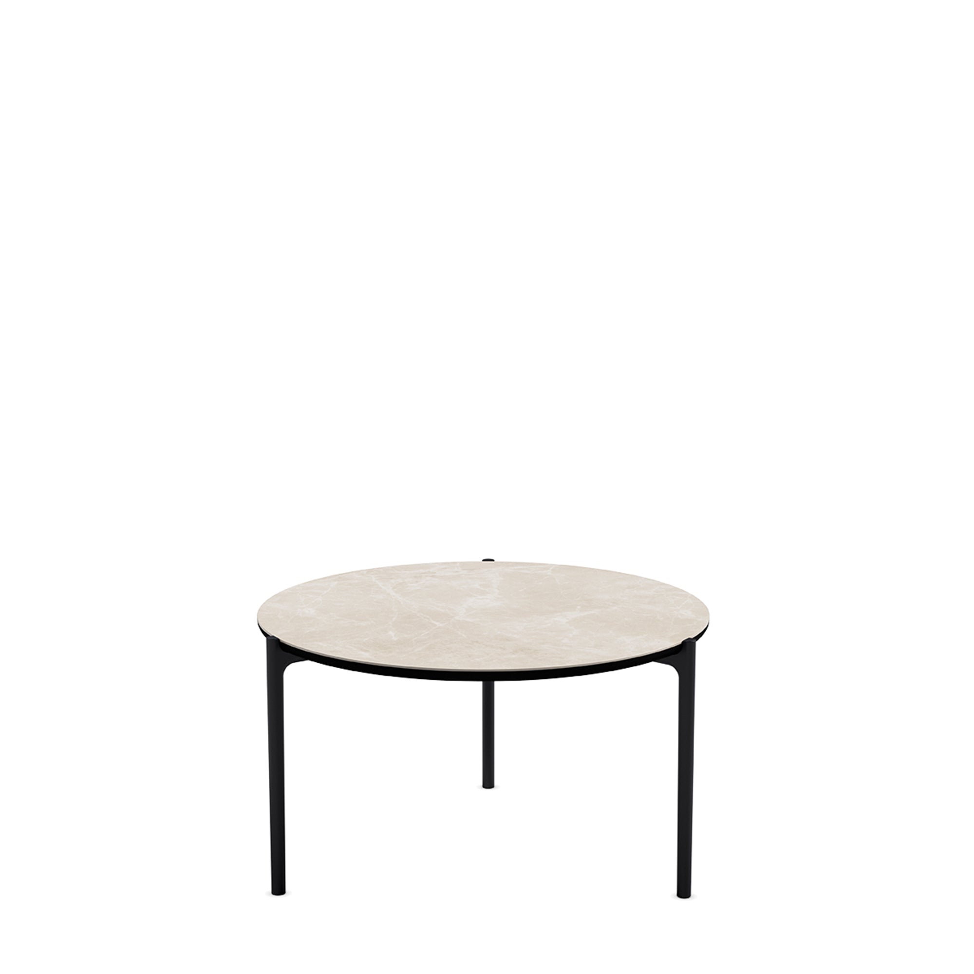 Rundkaffee Tisch SAVOYE beige Keramik mit schwarzem Fuß