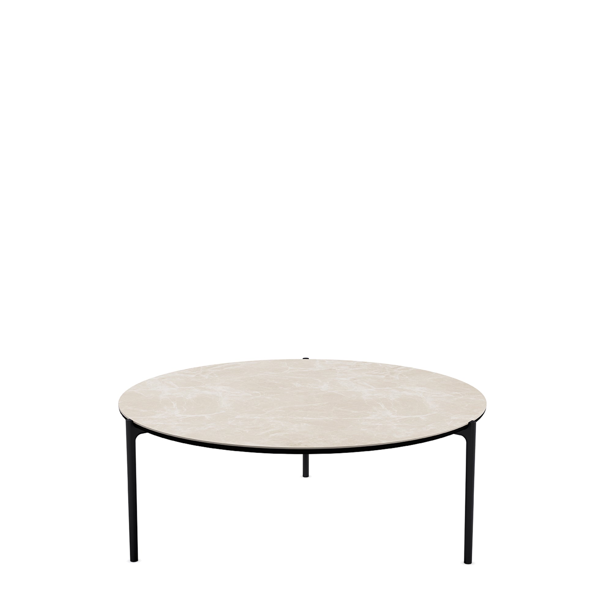 Rundkaffee Tisch SAVOYE beige Keramik mit schwarzem Fuß