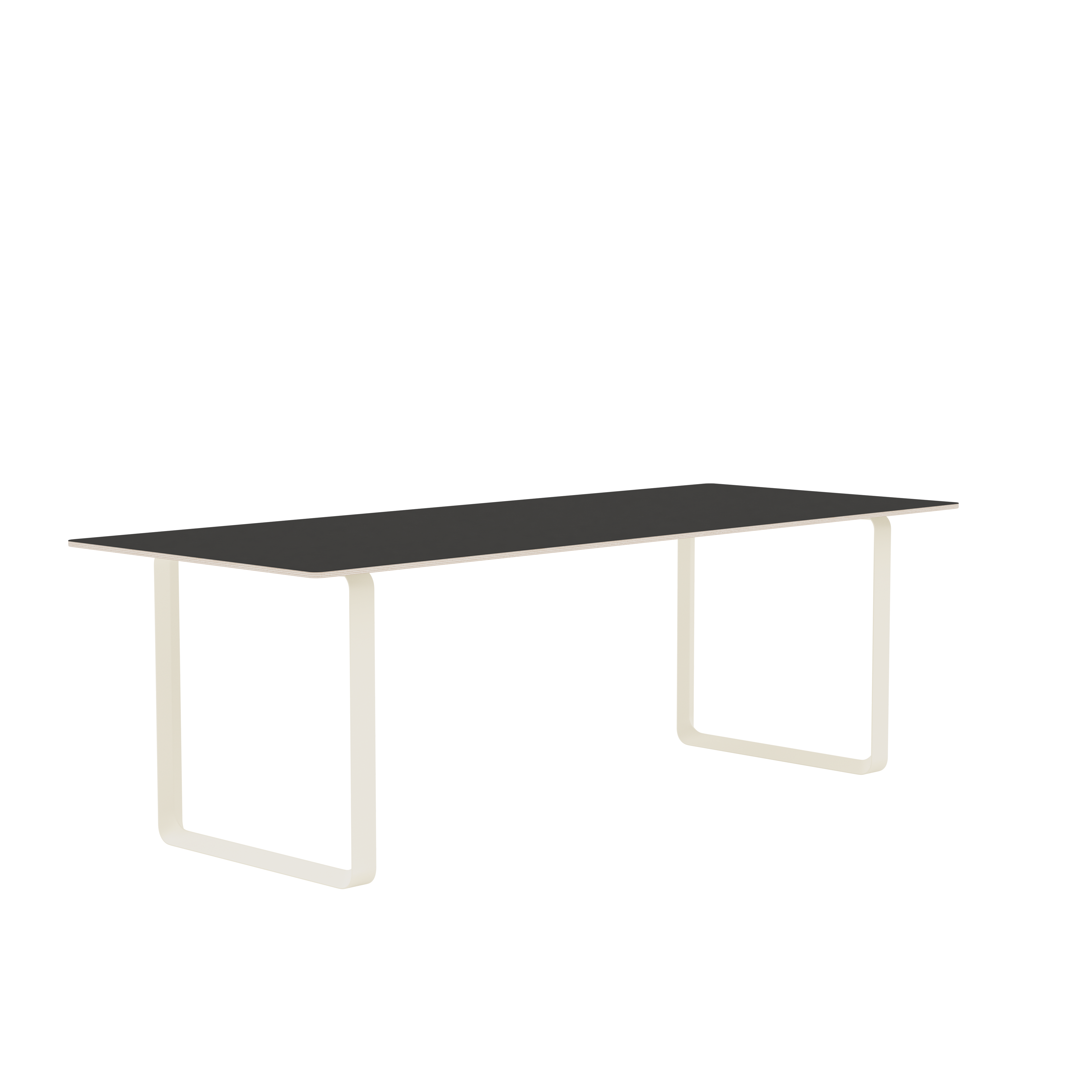 Schwarzer Tisch 70/70 mit sandfarbener Basis