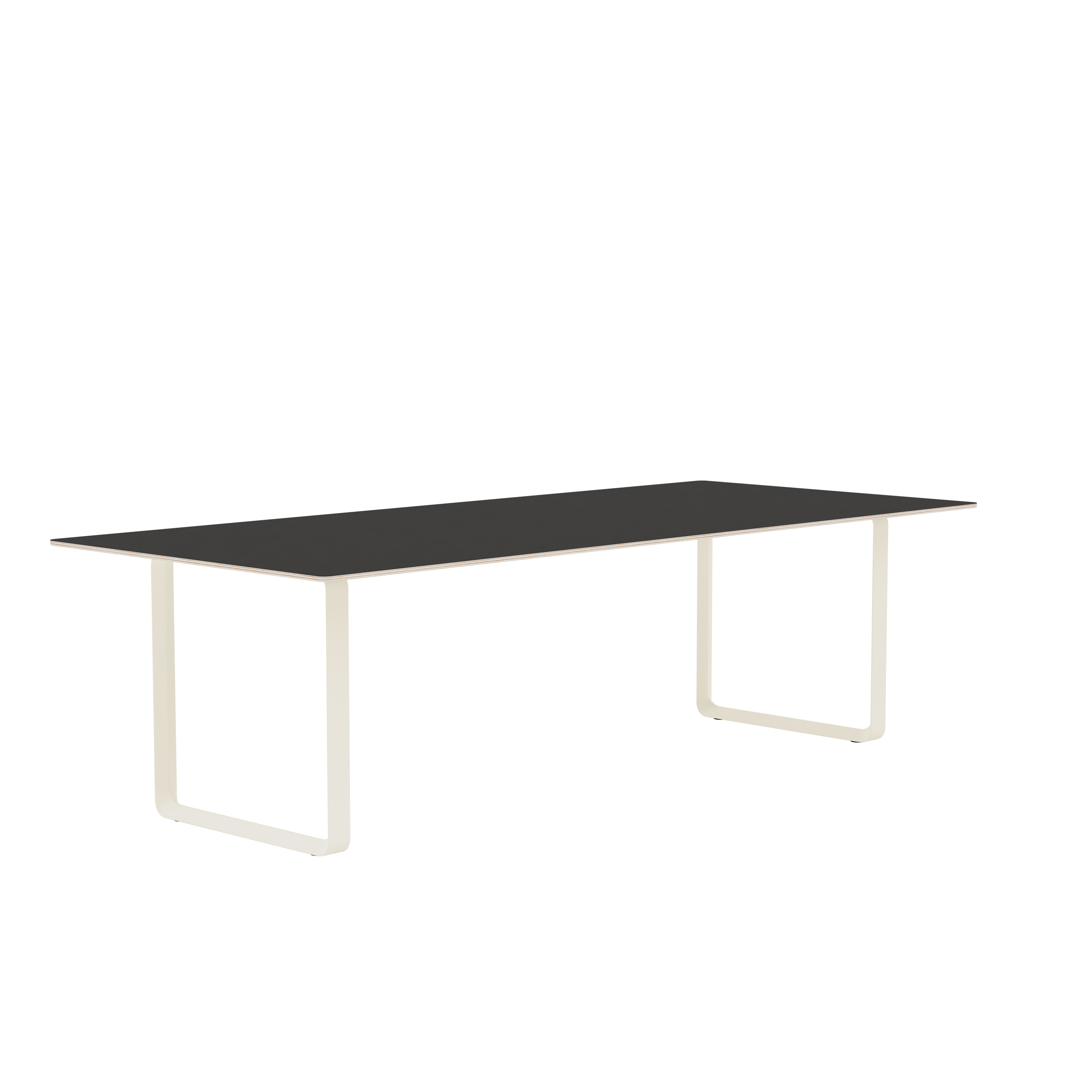 Schwarzer Tisch 70/70 mit sandfarbener Basis